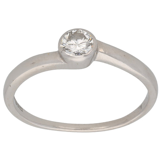 18ct White Gold 0.35ct Diamond Solitaire Ring Size N