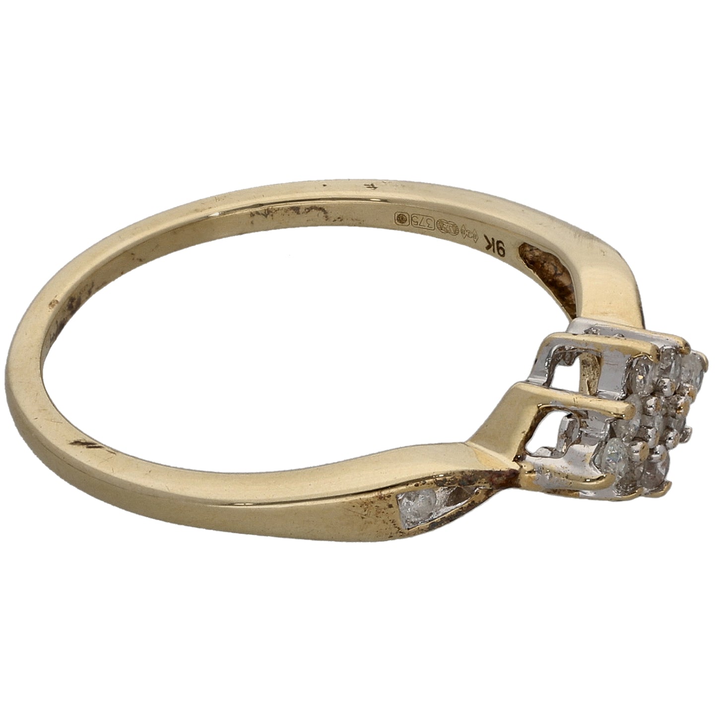 9ct Gold 0.18ct Diamond Cluster Ring Size O
