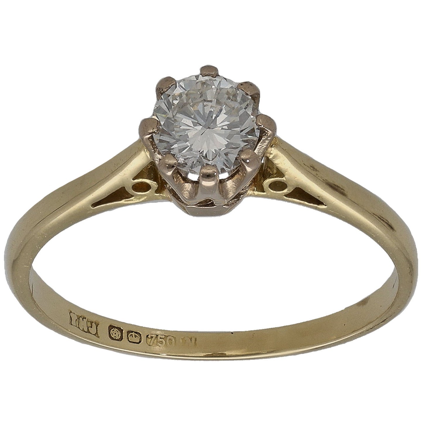 18ct Gold 0.36ct Diamond Solitaire Ring Size K