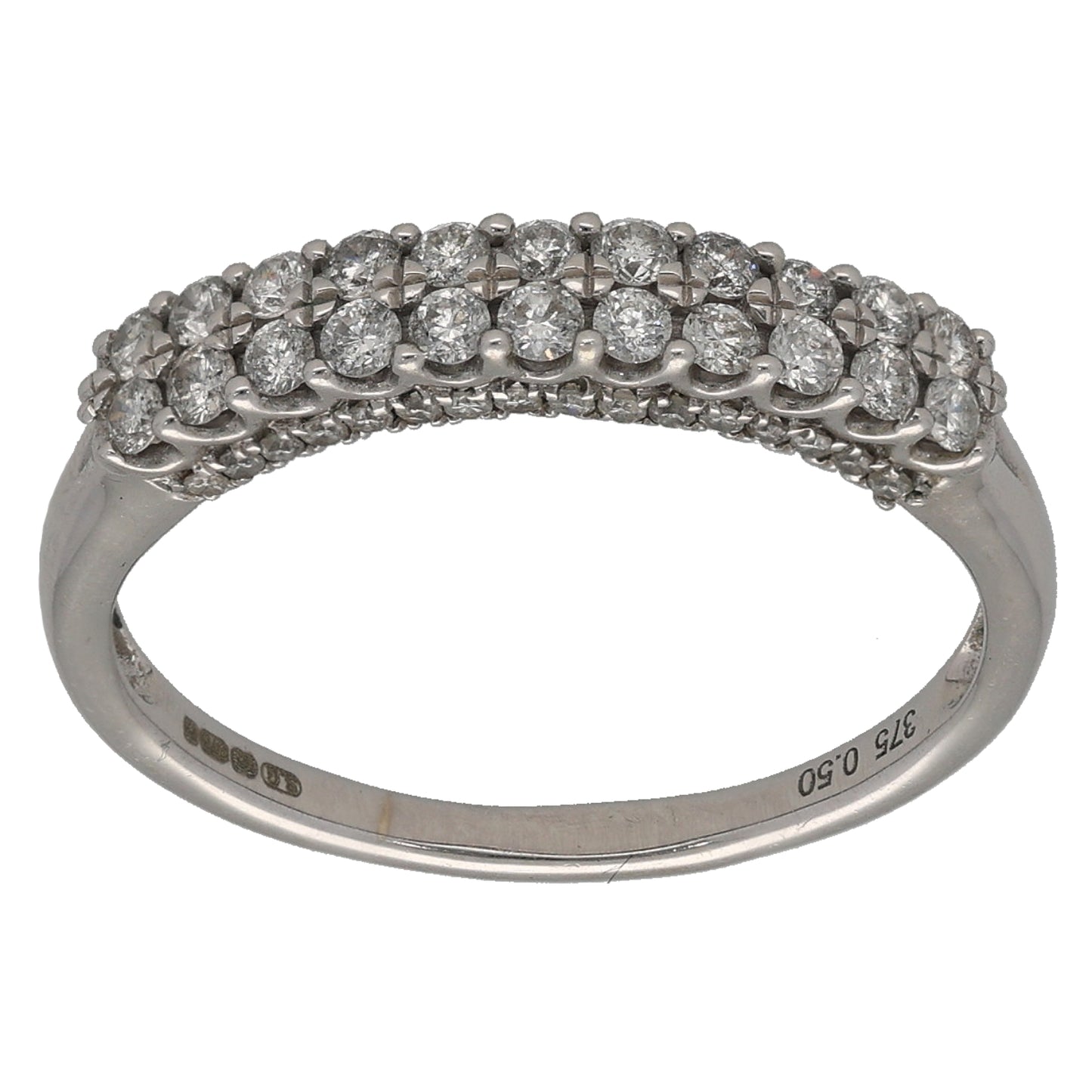 9ct White Gold 0.50ct Diamond Half Eternity Ring Size O