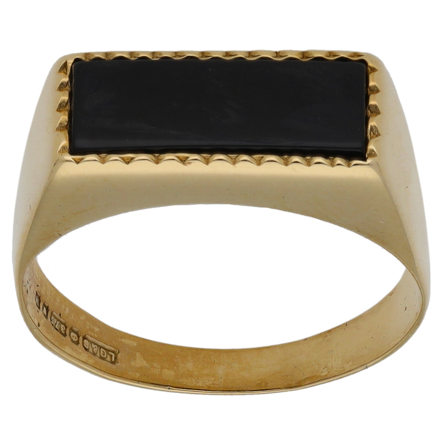 9ct Gold Onyx Plain Single Stone Signet Ring Size M