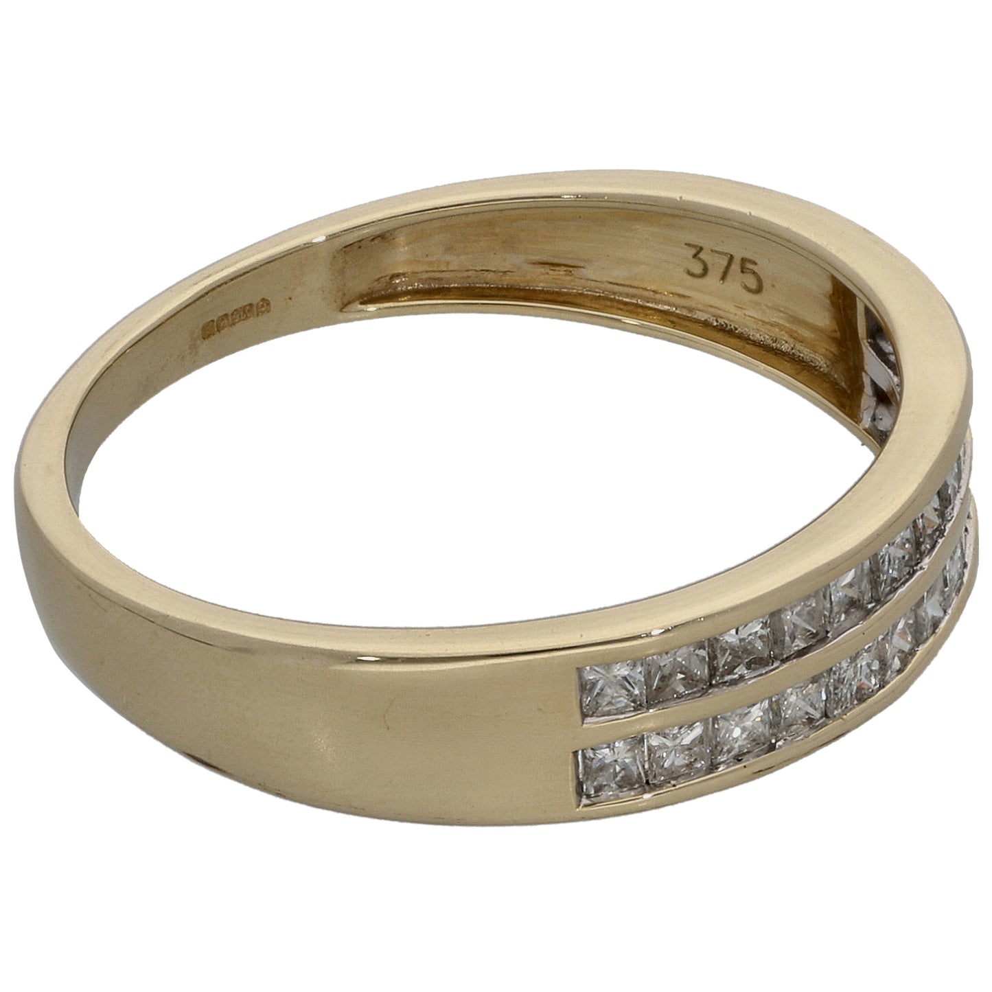 9ct Gold 0.60ct Diamond Half Eternity Ring Size P