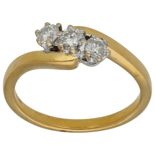 18ct Gold 0.50ct Diamond Trilogy Ring Size S