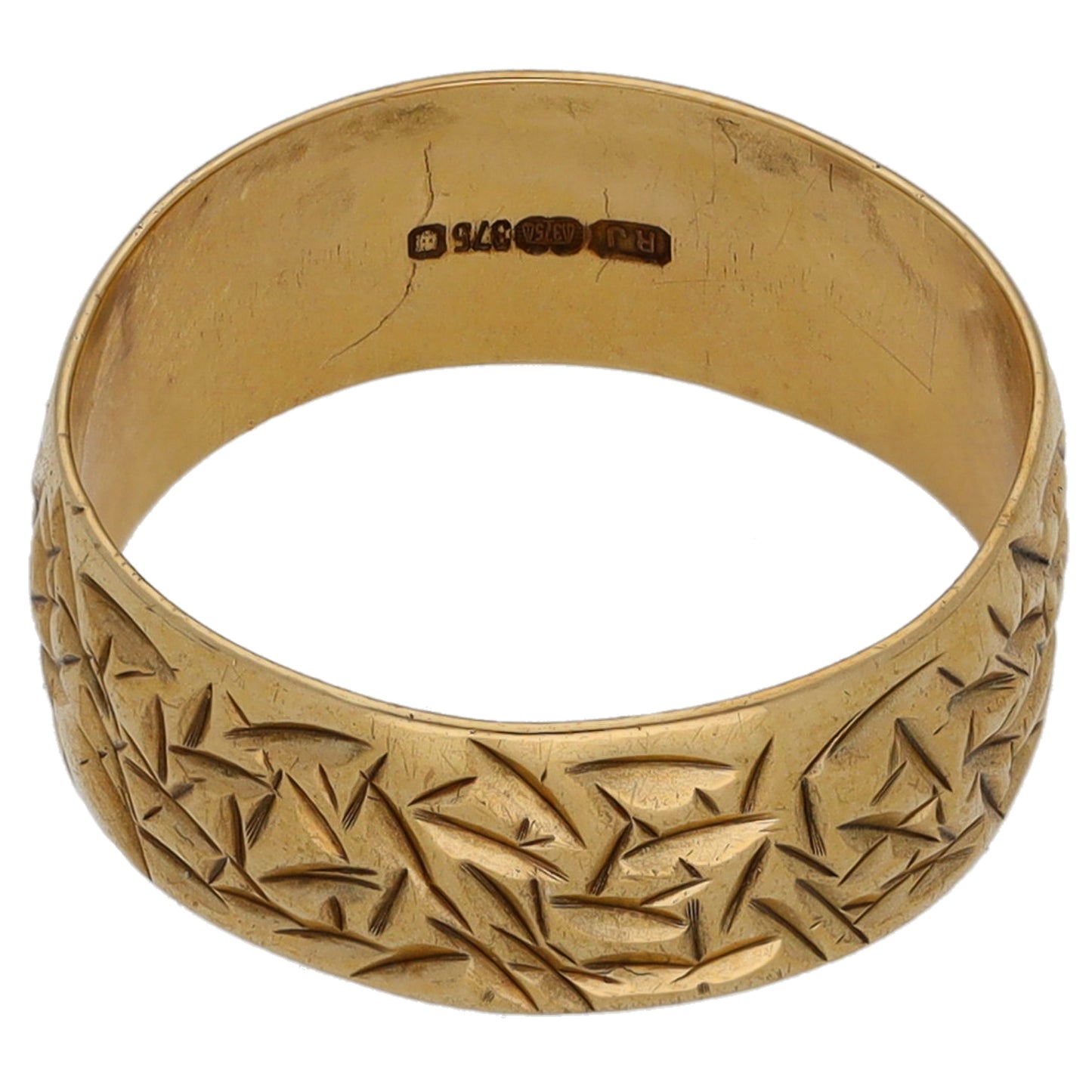 9ct Gold Patterned Wedding Ring Size N