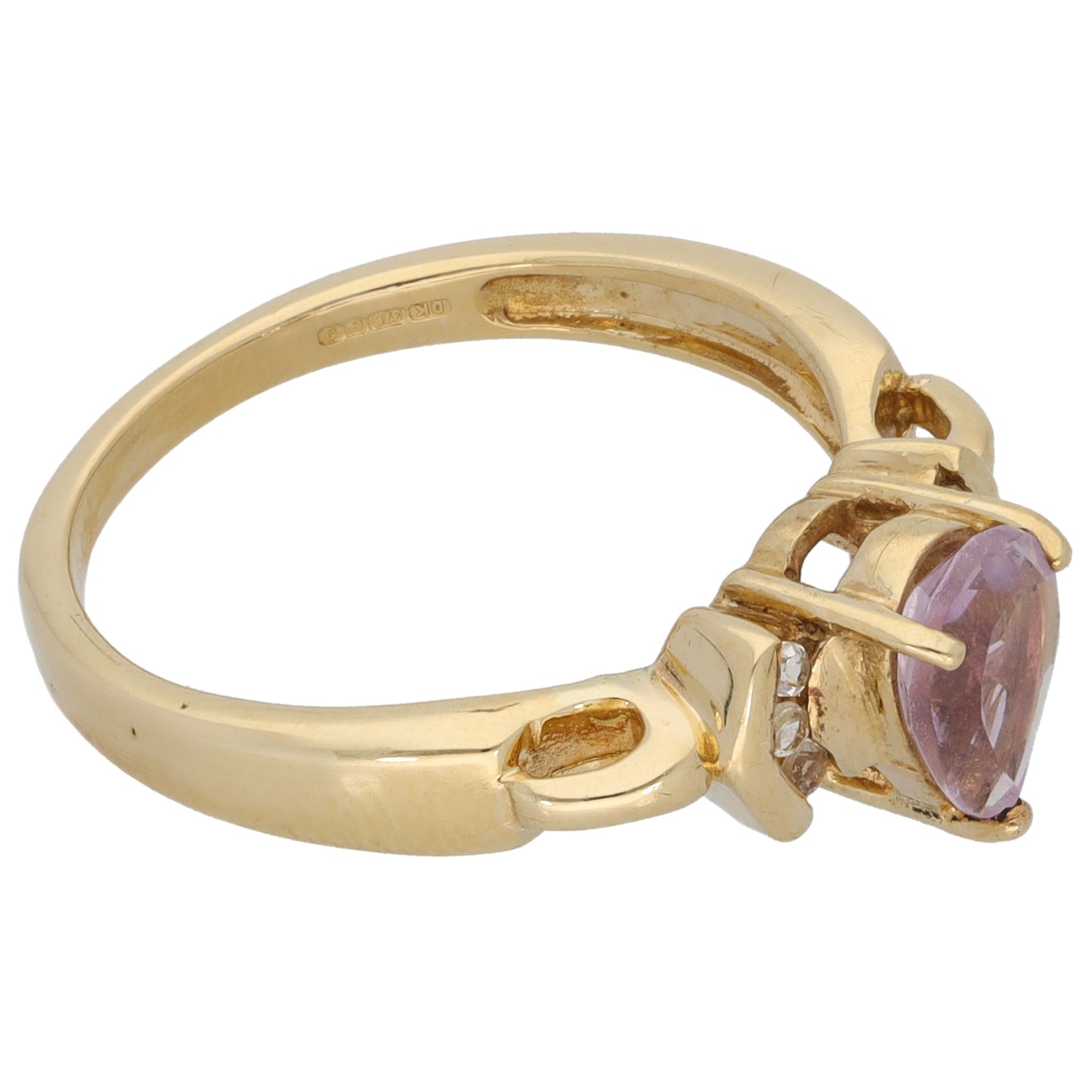 9ct Gold Amethyst & Imitation Dress/Cocktail Ring Size N