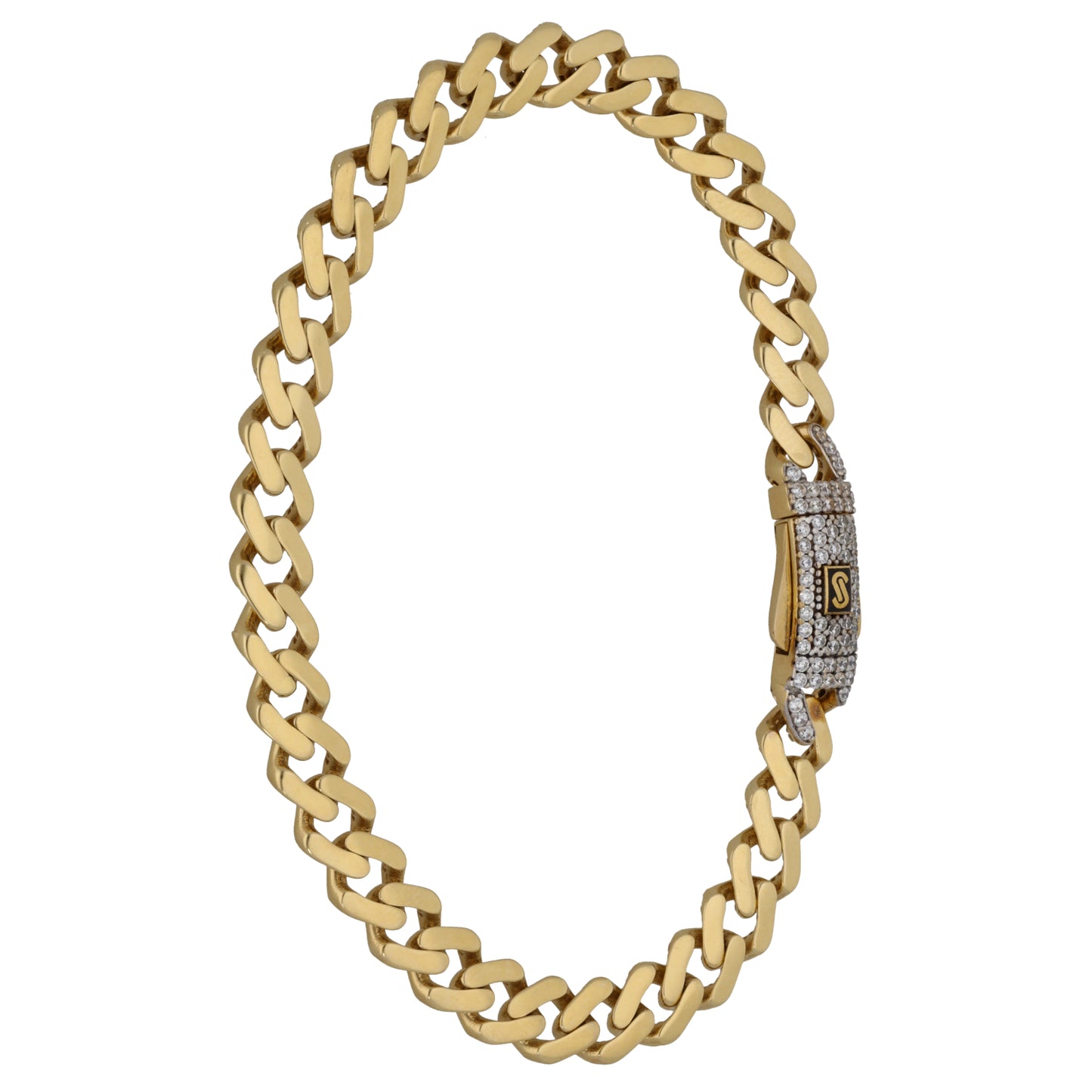 14ct Gold Cubic Zirconia Curb Bracelet