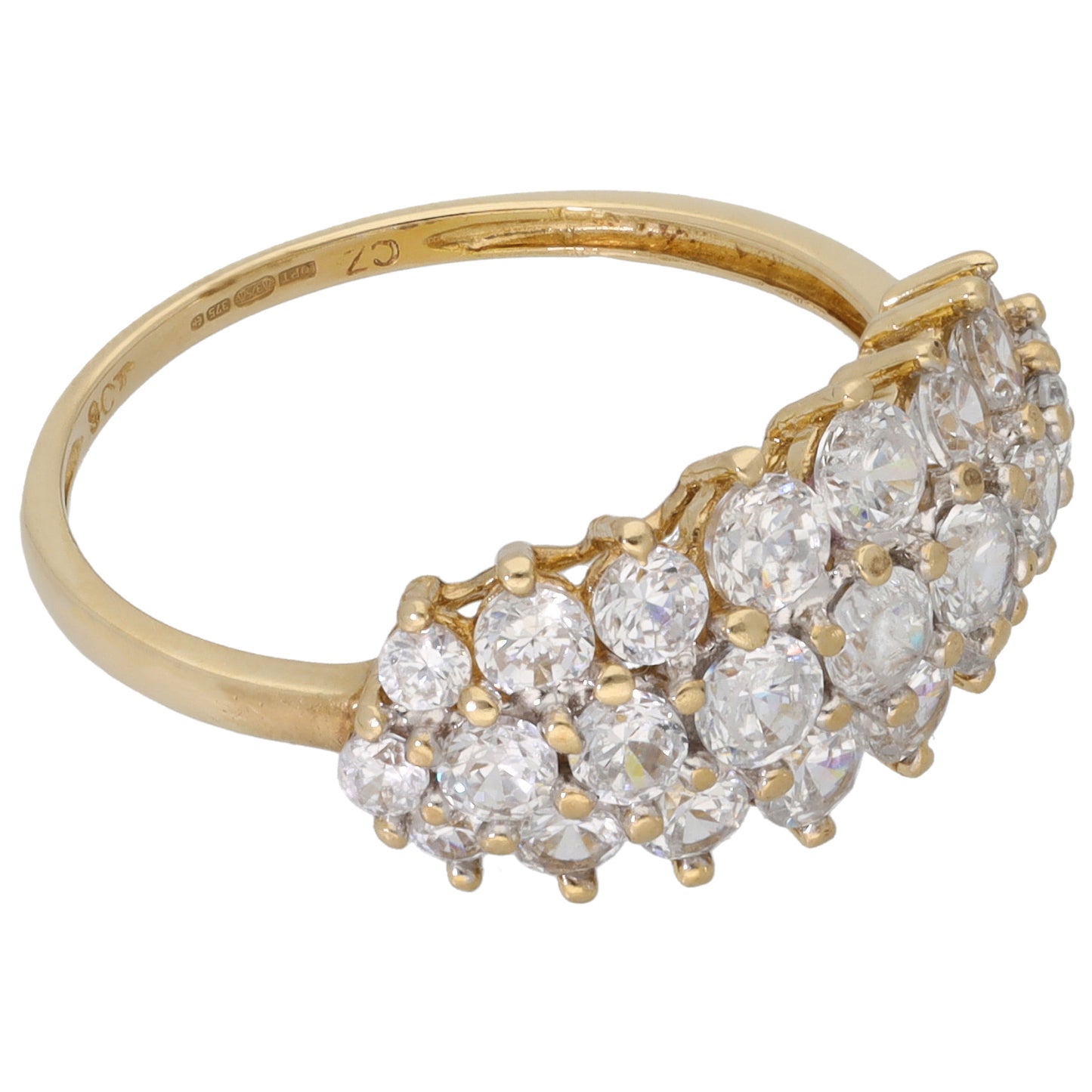 9ct Gold Cubic Zirconia Dress/Cocktail Ring Size P