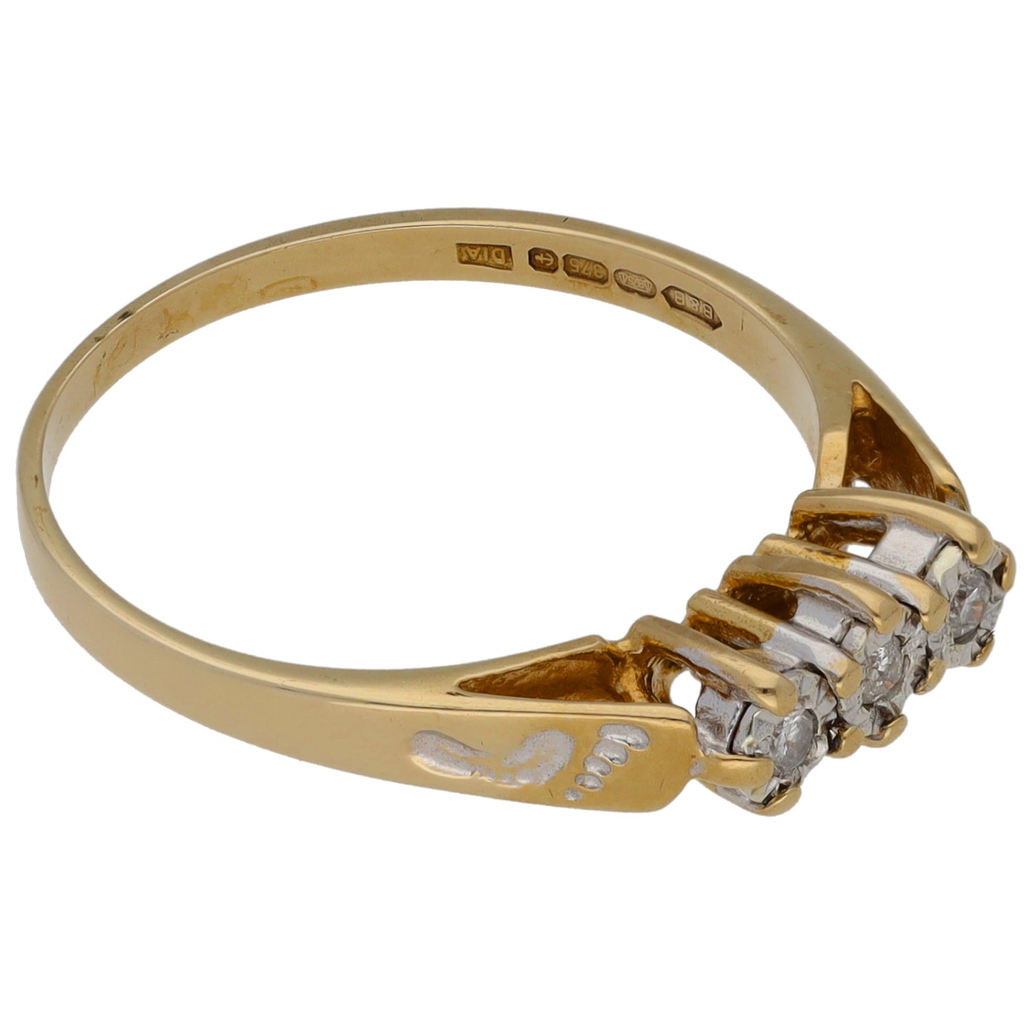 9ct Gold 0.09ct Diamond Trilogy Ring Size M