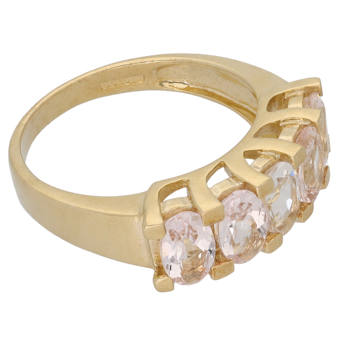 9ct Gold Morganite Half Eternity Ring Size N