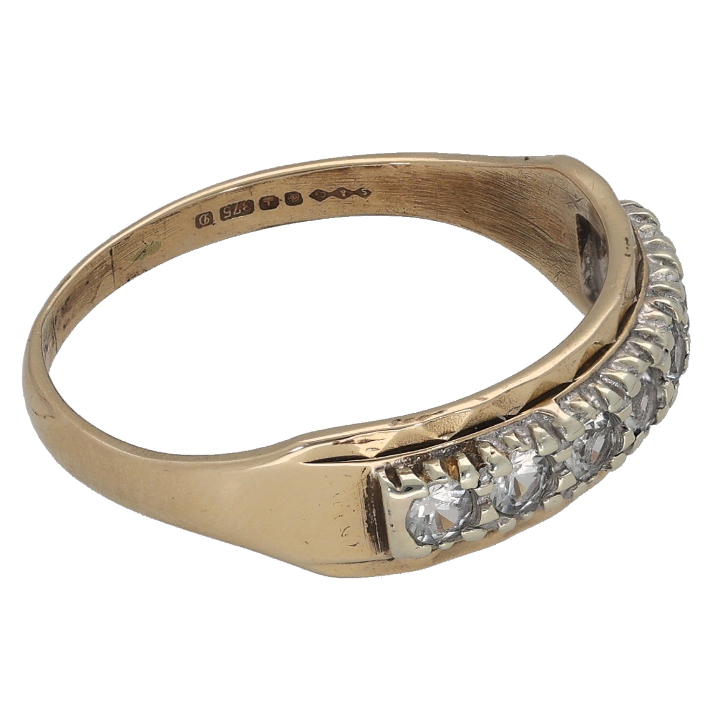 9ct Gold Cubic Zirconia Half Eternity Ring Size O