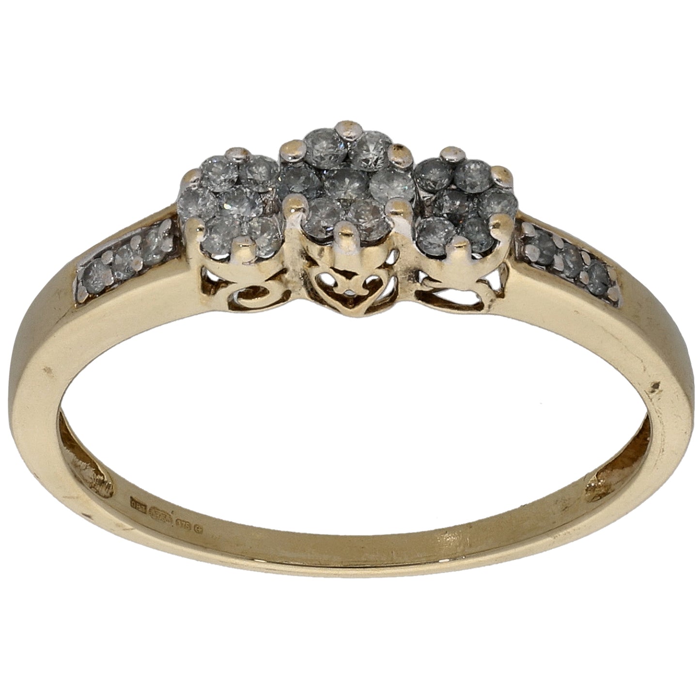 9ct Gold 0.25ct Diamond Cluster Ring Size R