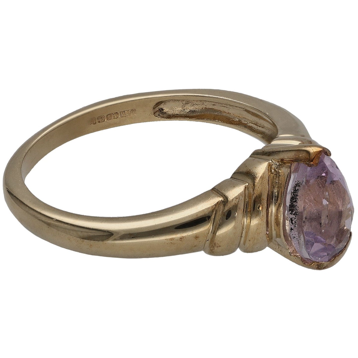 9ct Gold Amethyst Single Stone Ring Size N