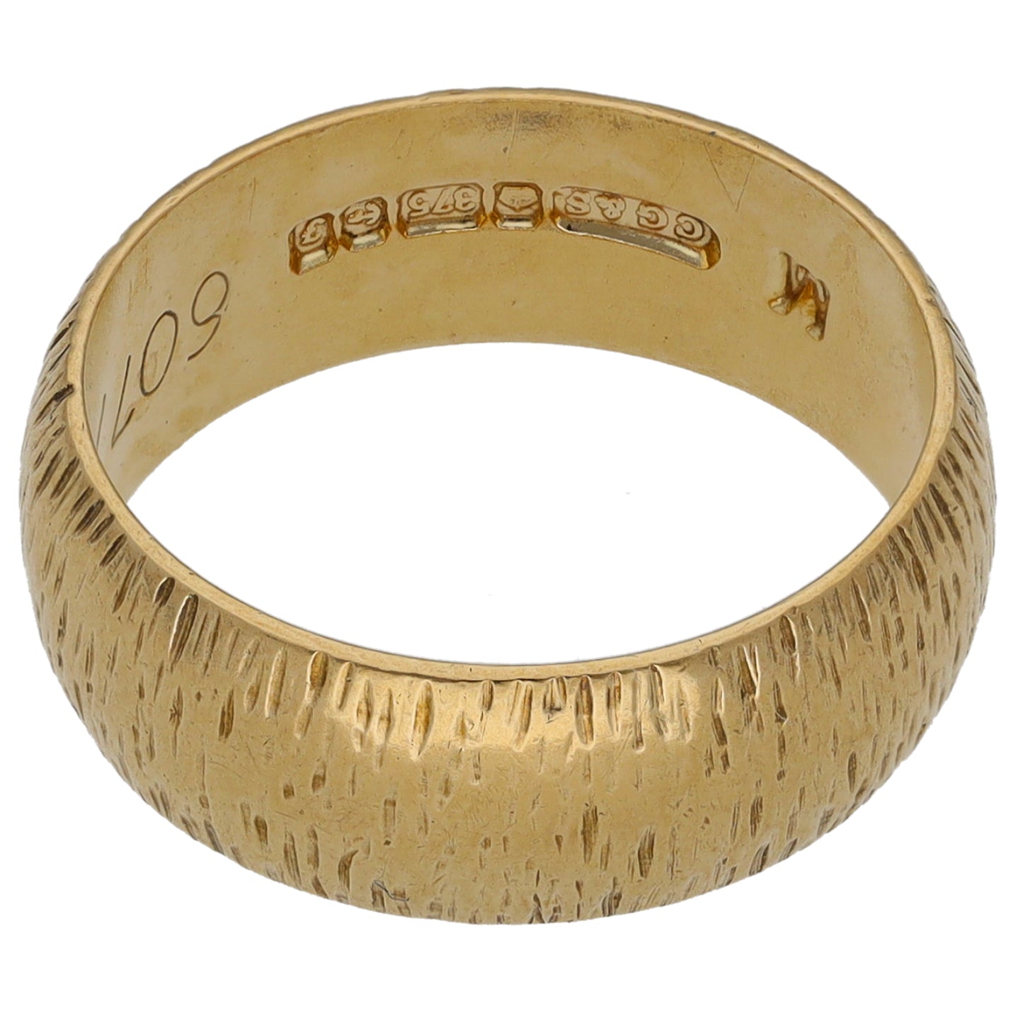9ct Gold Patterned Wedding Ring Size L