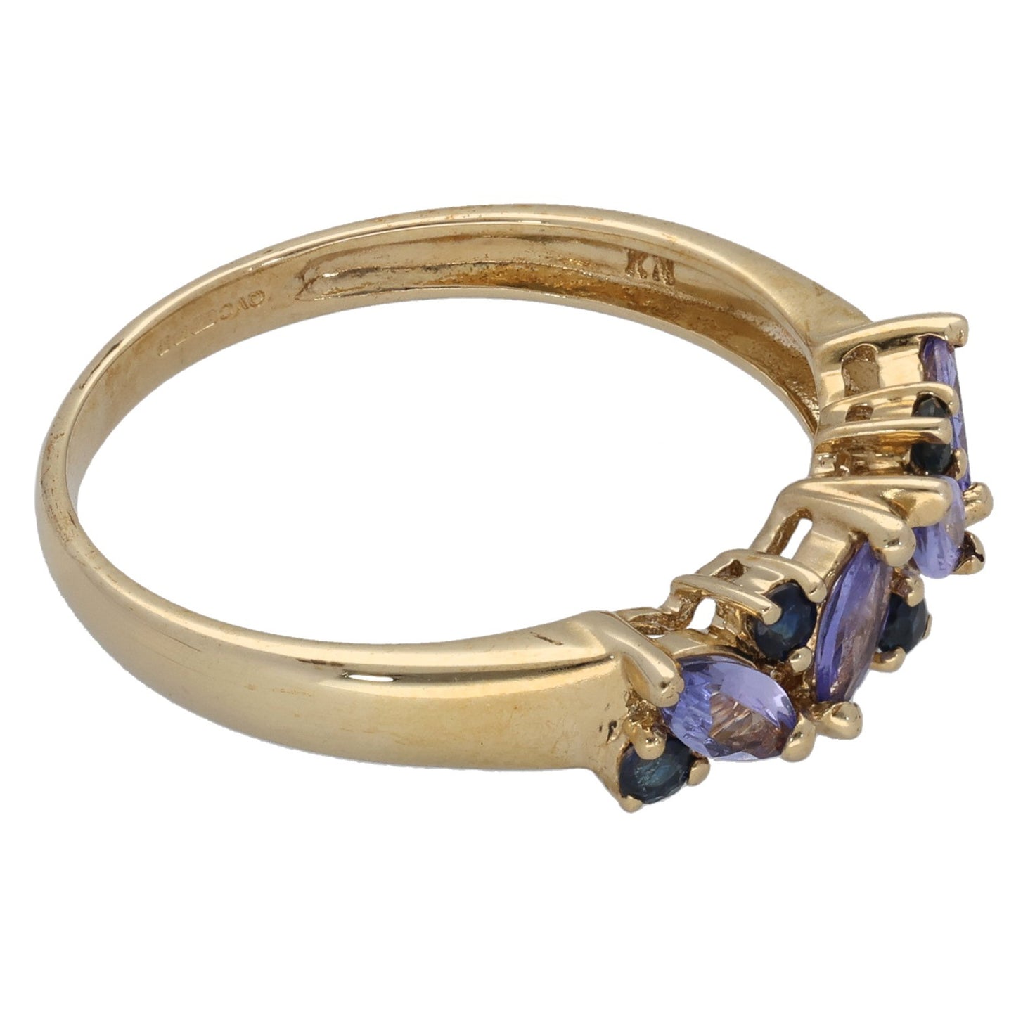 9ct Gold Tanzanite & Sapphire Dress/Cocktail Ring Size S
