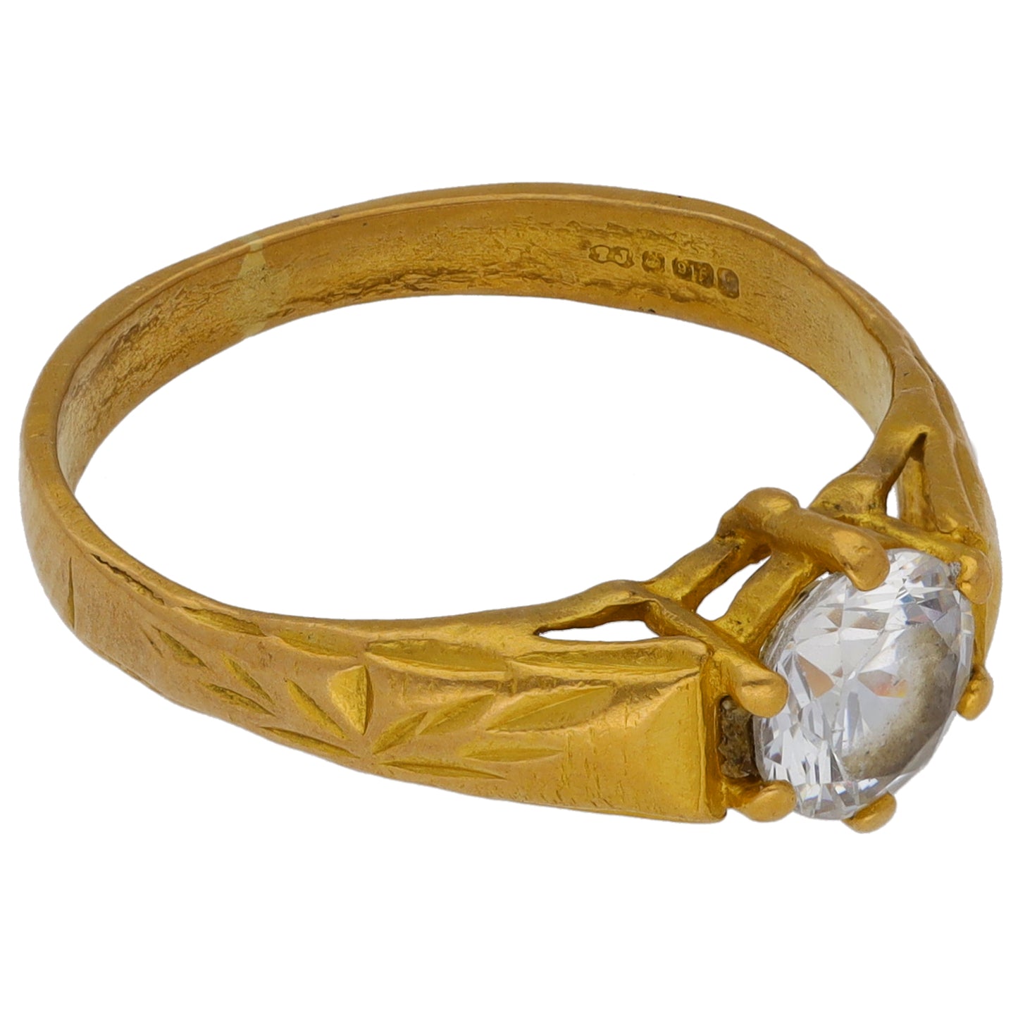 22ct Gold Cubic Zirconia Single Stone Ring Size O