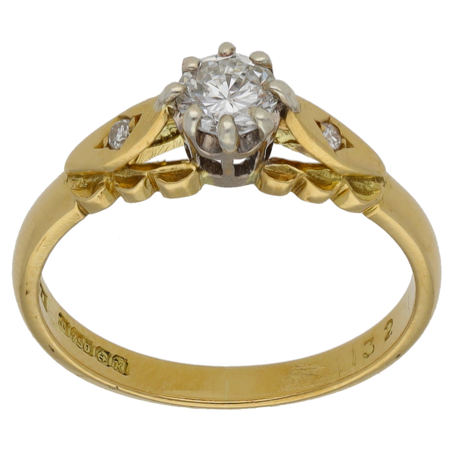 18ct Gold 0.32ct Diamond Trilogy Ring Size K