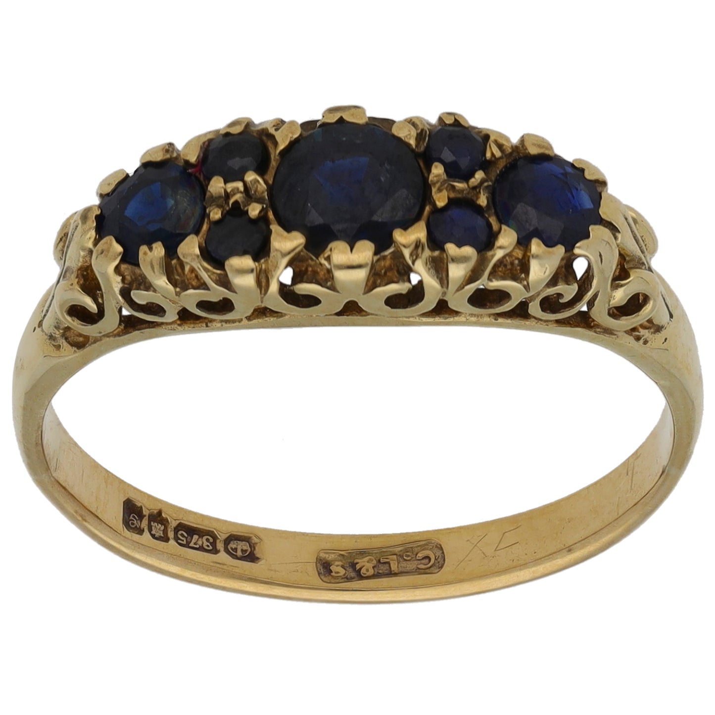 9ct Gold Sapphire Half Eternity Ring Size O