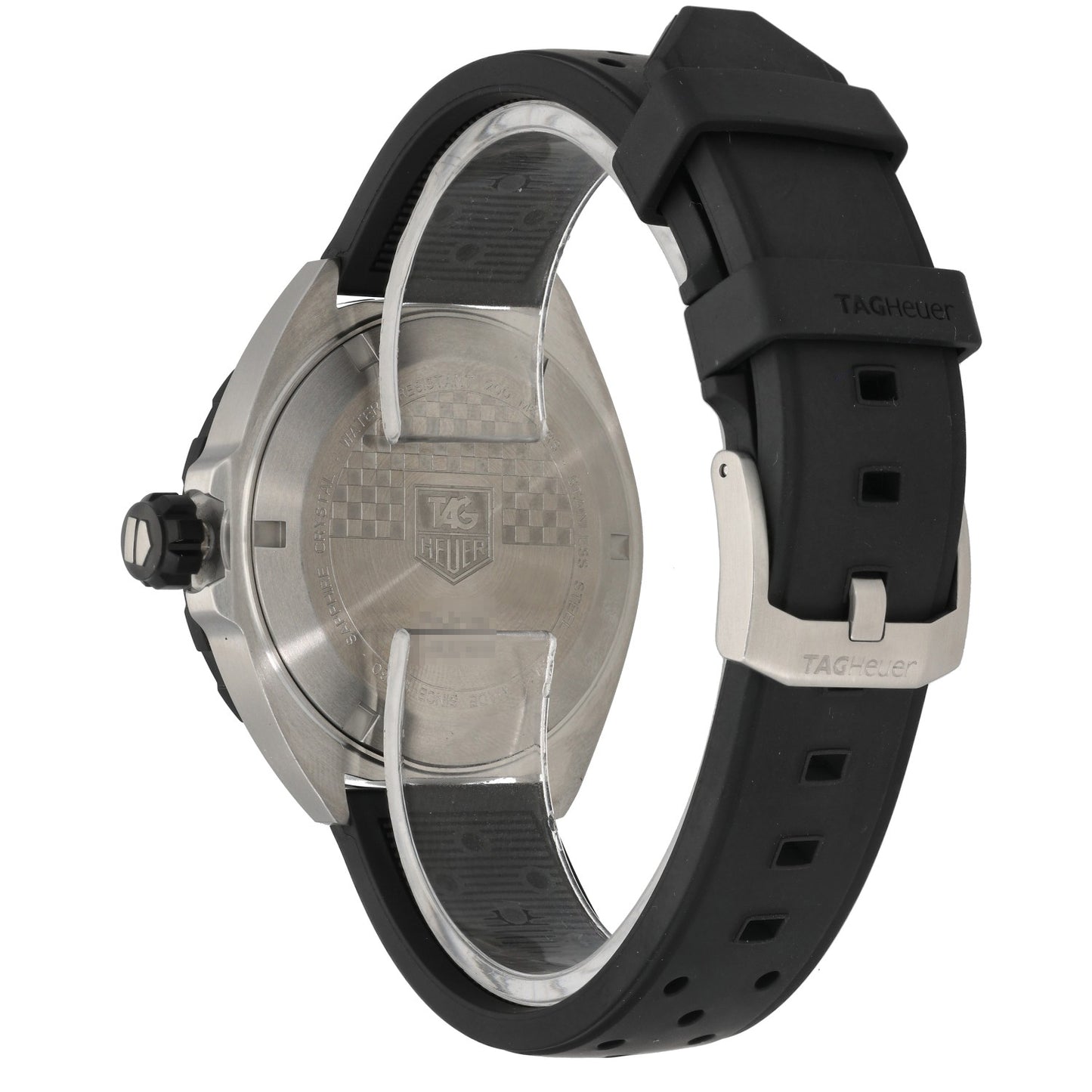 Tag Heuer Formula 1 WAZ1110 stainless steel watch with black chronograph dial and subdials, rubber bracelet