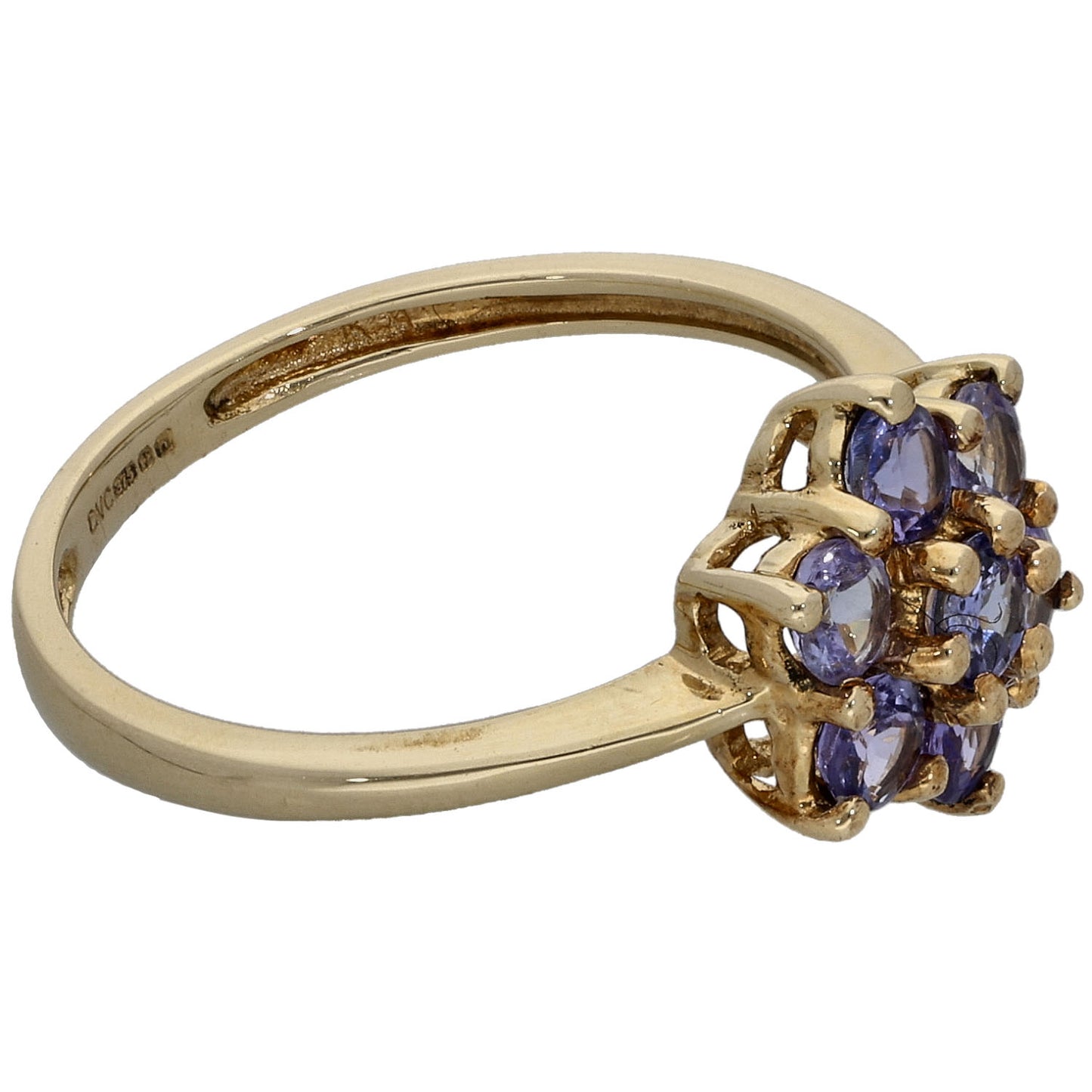 9ct Gold Tanzanite Cluster Ring Size L