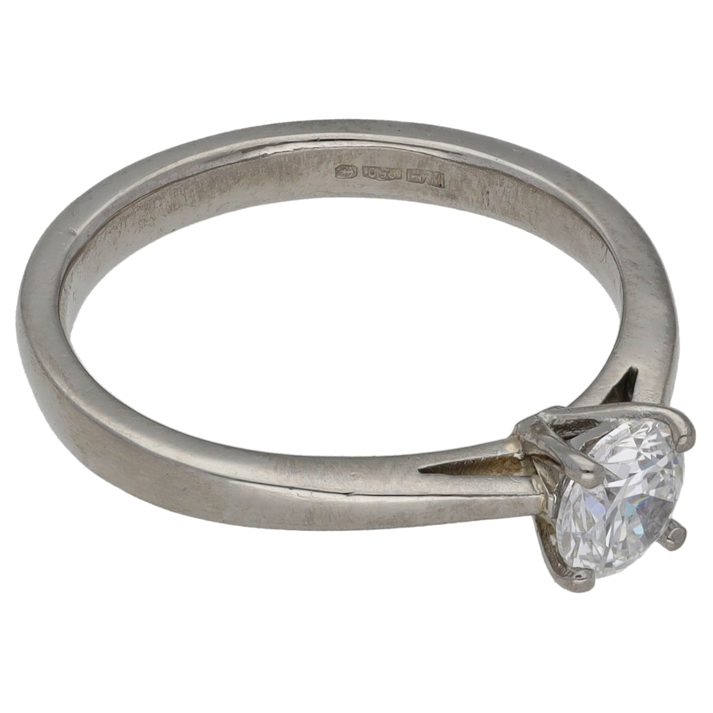 Platinum 0.45ct Diamond Solitaire Ring Size L