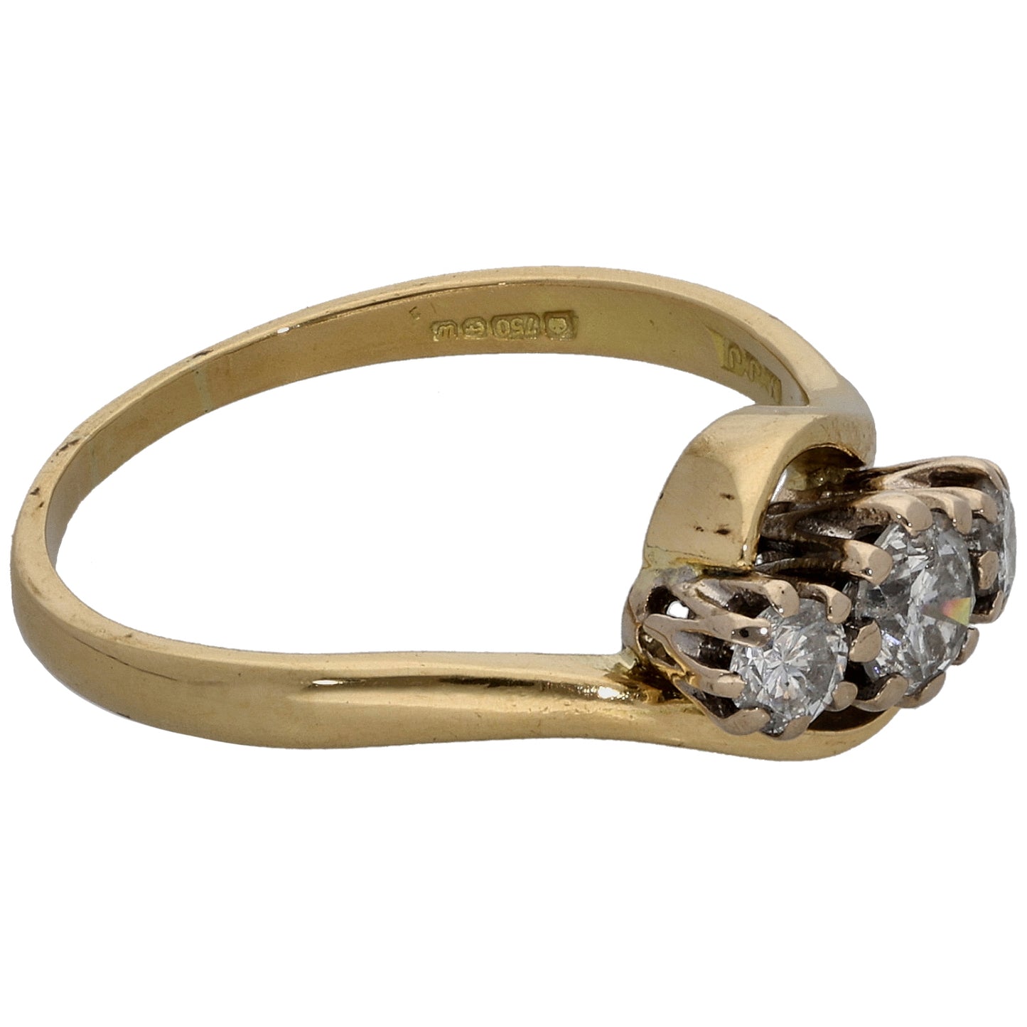 18ct Gold 0.34ct Diamond Trilogy Ring Size M
