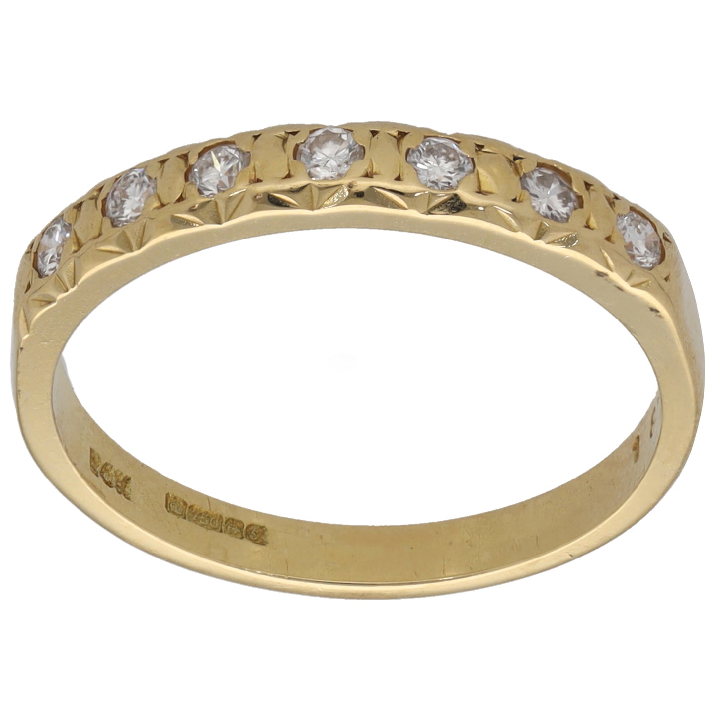 18ct Gold 0.18ct Diamond Half Eternity Ring Size O