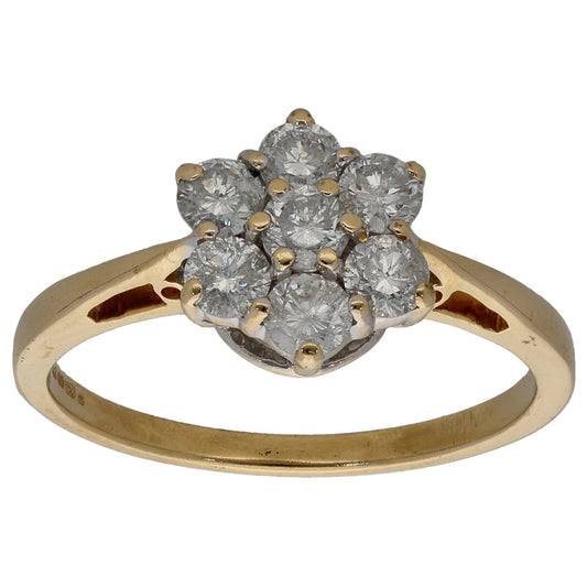 18ct Gold 1.00ct Diamond Cluster Ring Size Q