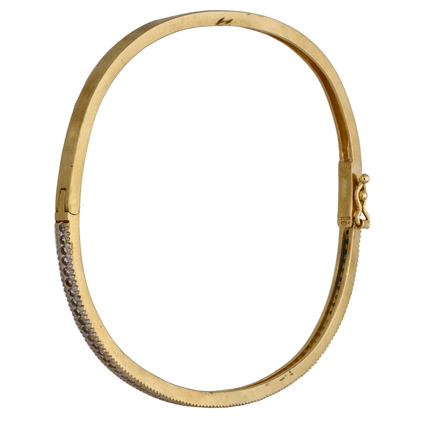 9ct Gold Cubic Zirconia Hinged/Clasp Bangle