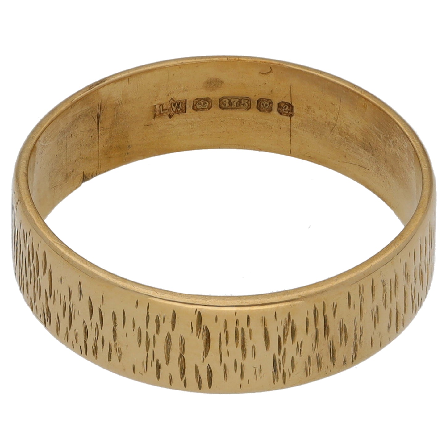 9ct Gold Patterned Wedding Ring Size T