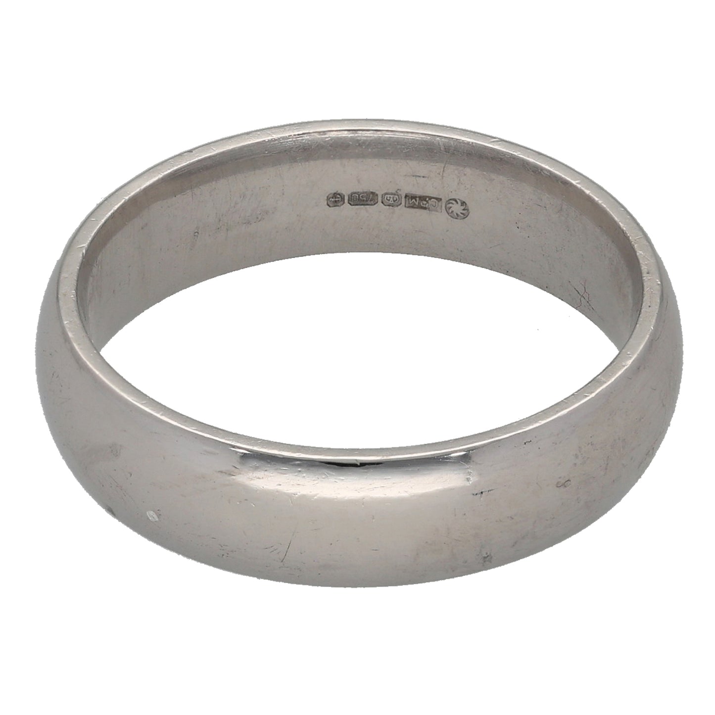 18ct White Gold Plain Wedding Ring Size N