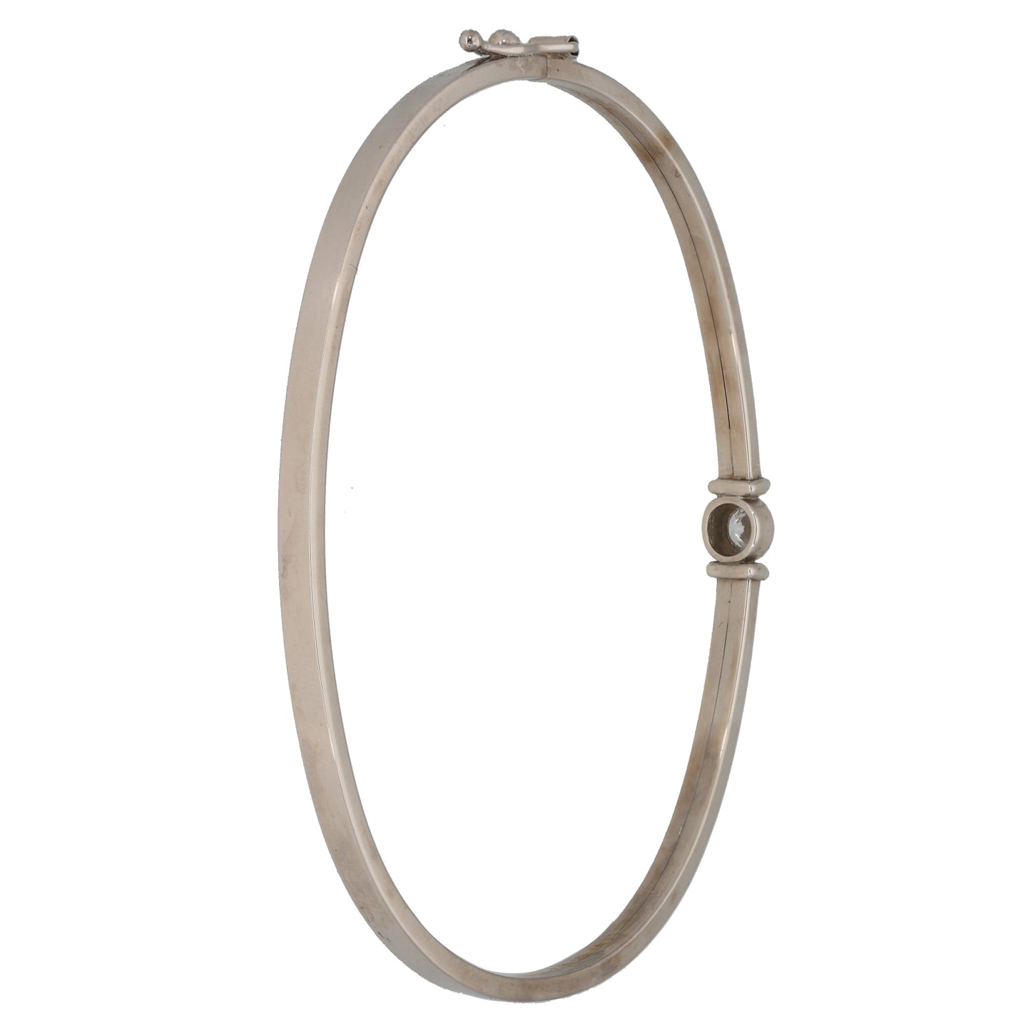 9ct White Gold Cubic Zirconia Hinged/Clasp Bangle