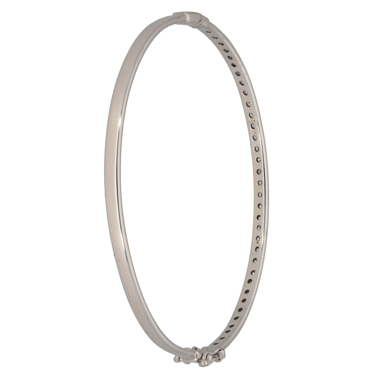 9ct White Gold Cubic Zirconia Hinged/Clasp Bangle