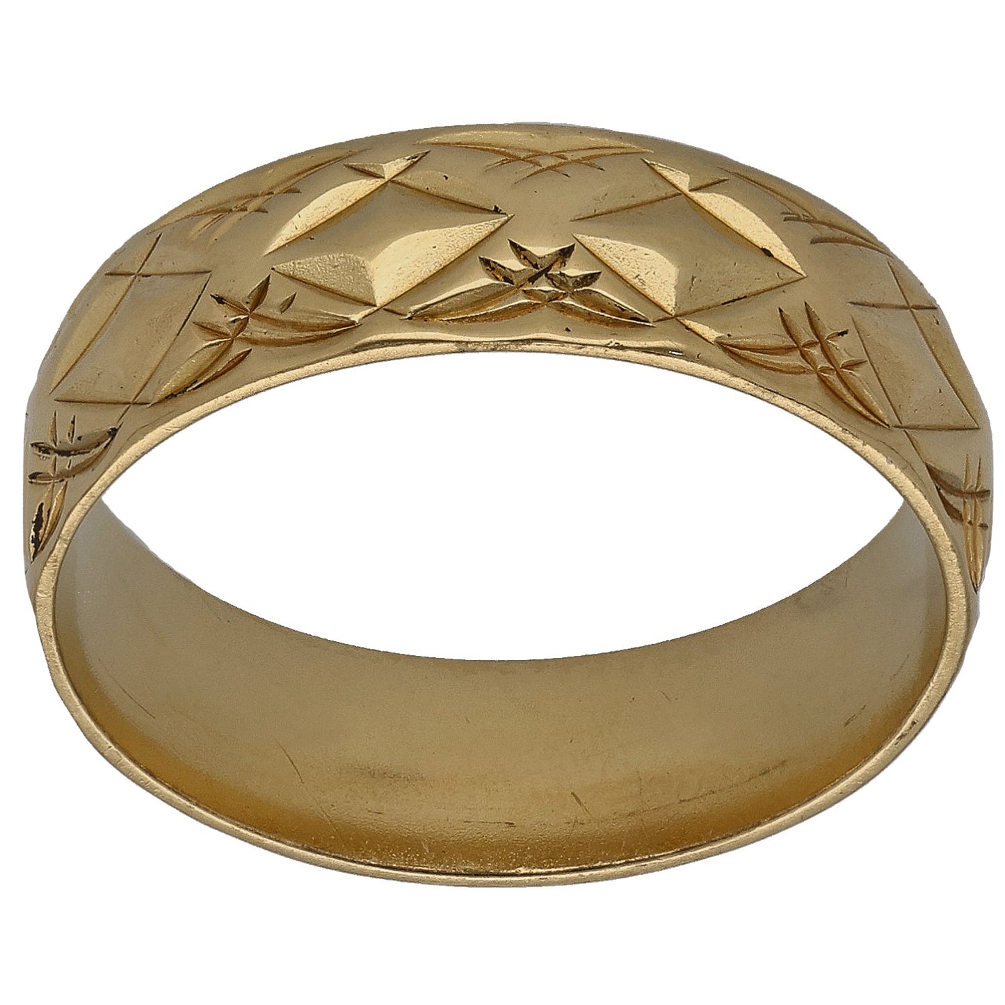18ct Gold Patterned Wedding Ring Size P