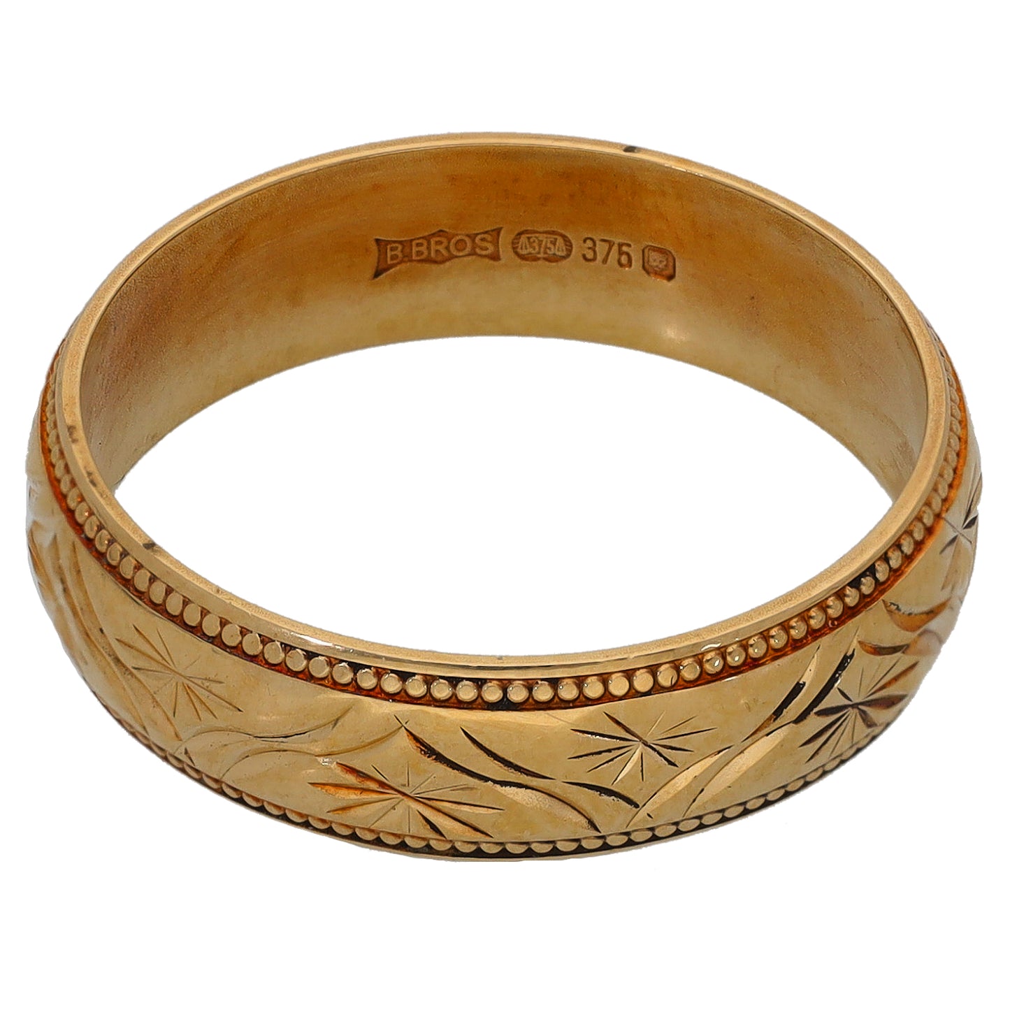 9ct Gold Patterned Wedding Ring Size N
