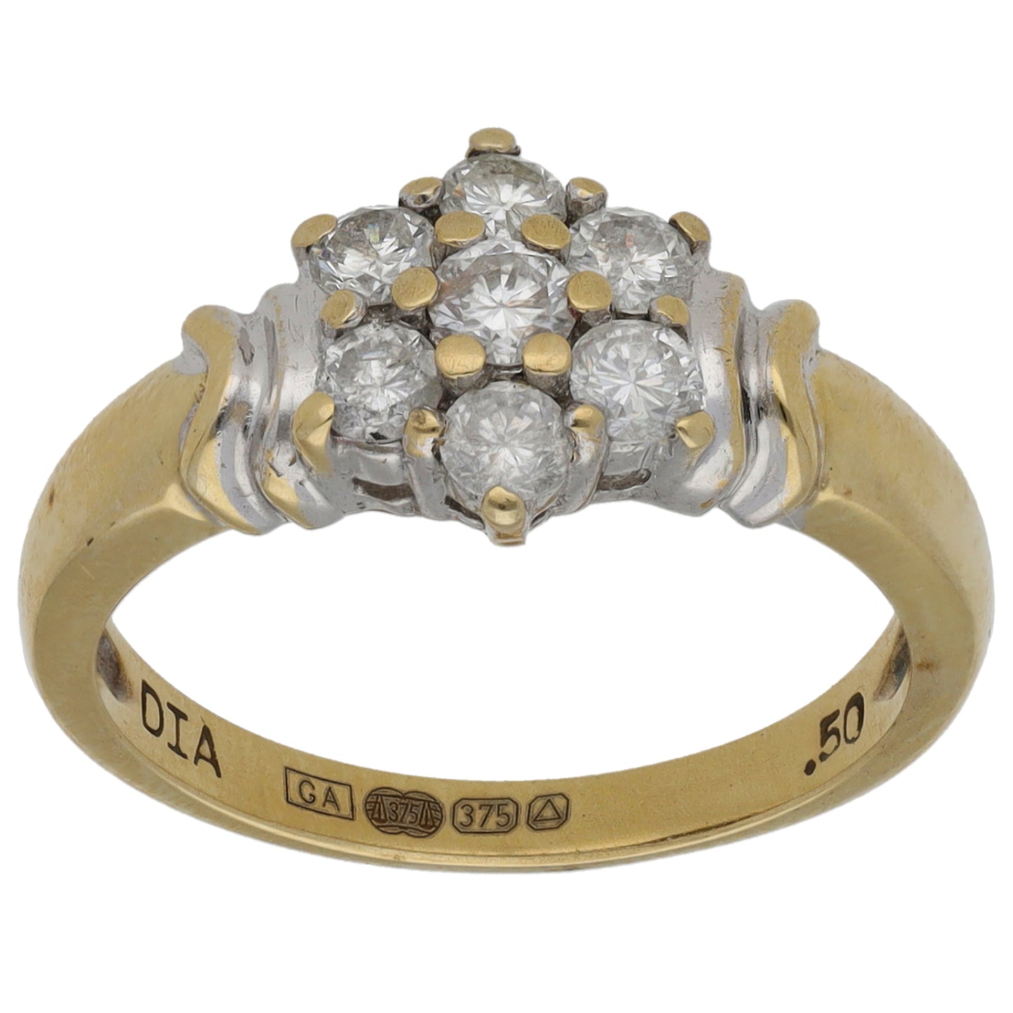 9ct Gold 0.50ct Diamond Cluster Ring Size L