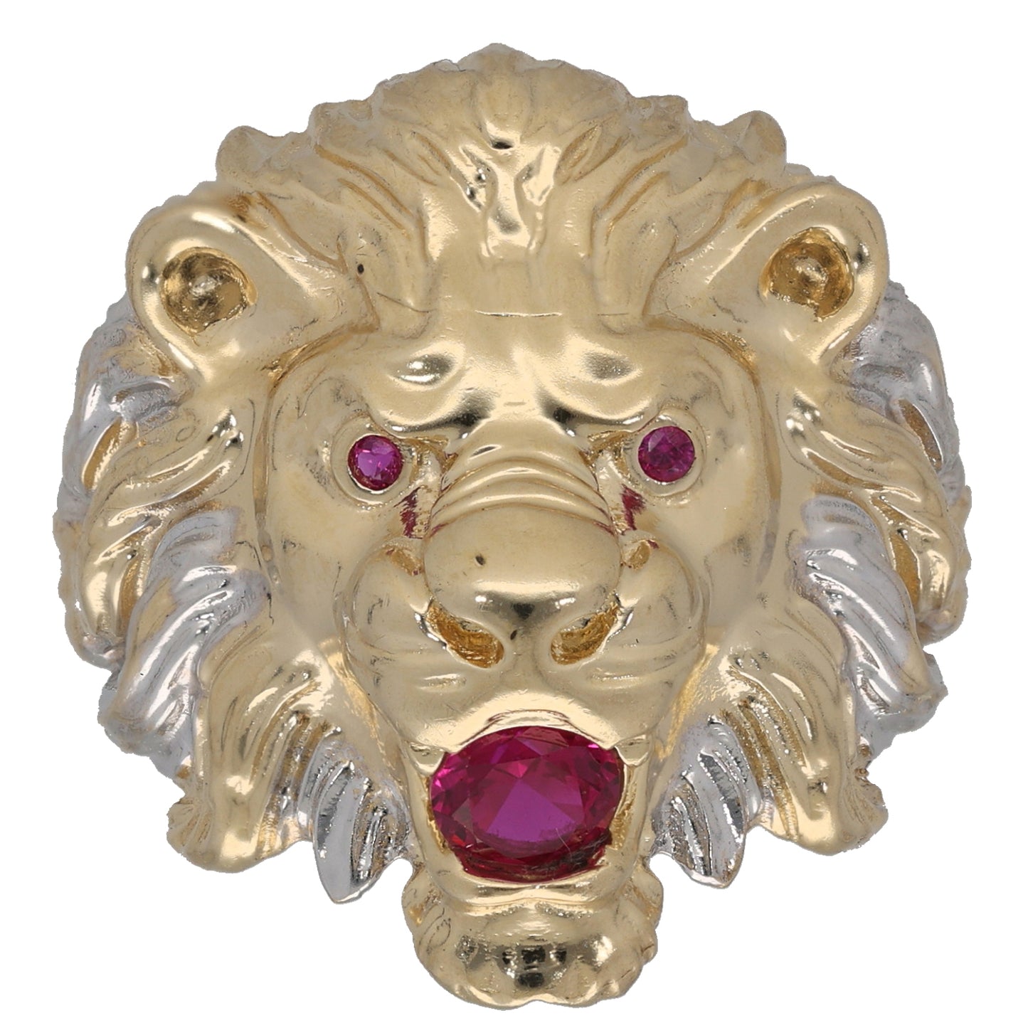 14ct Bicolour Gold Imitation Lion's Head Ring Size W