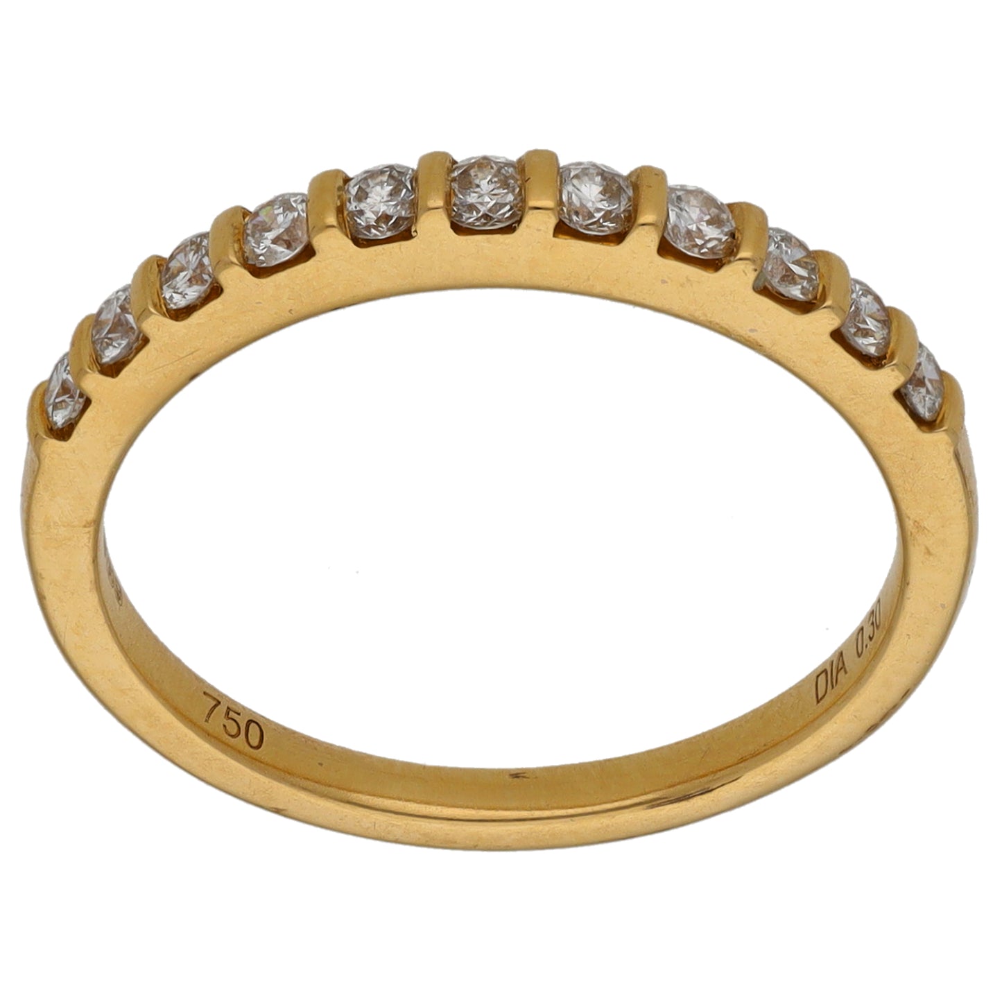 18ct Gold 0.03ct Diamond Half Eternity Ring Size N