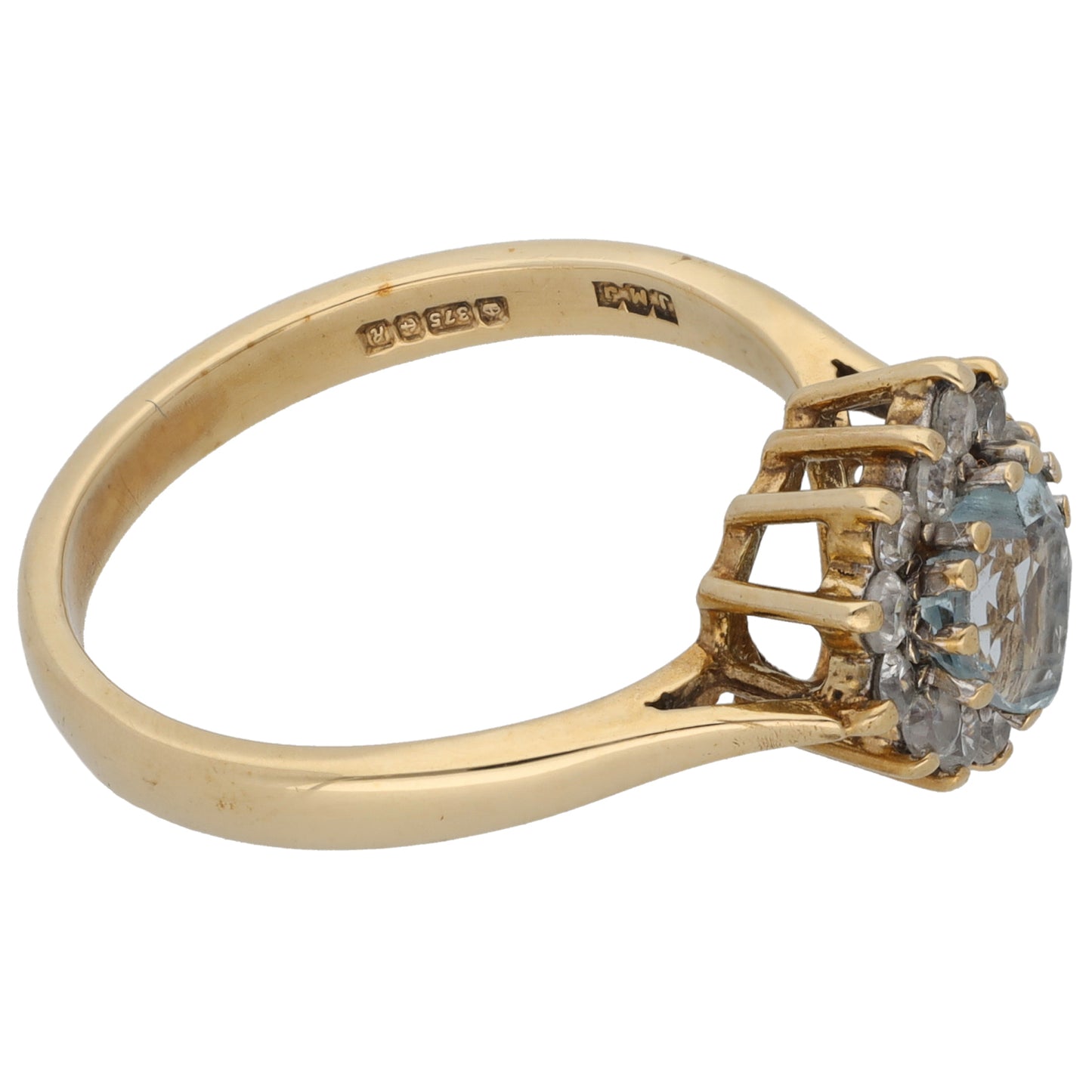 9ct Gold Topaz & Cubic Zirconia Dress/Cocktail Ring Size Q