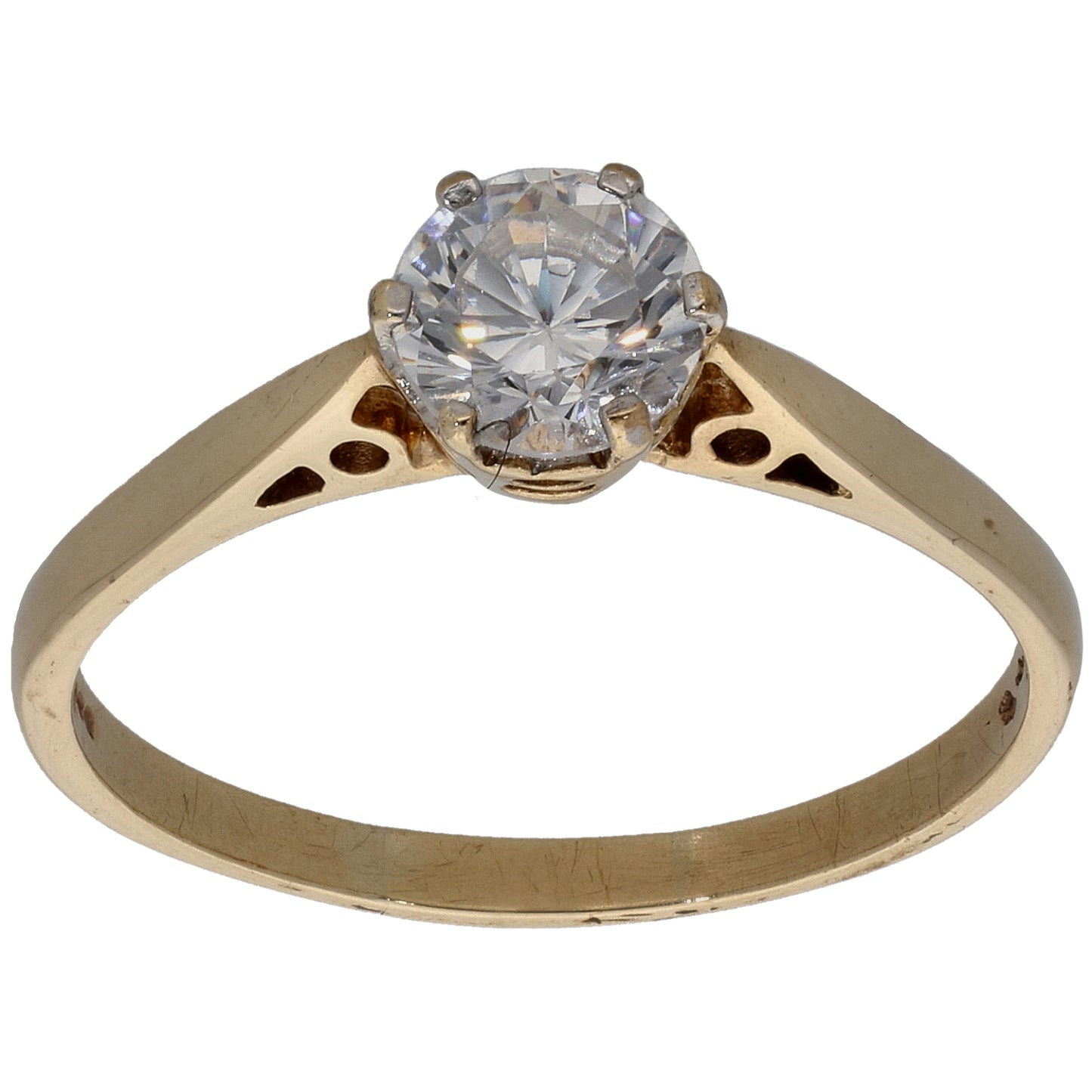 9ct Gold Cubic Zirconia Single Stone Ring Size R