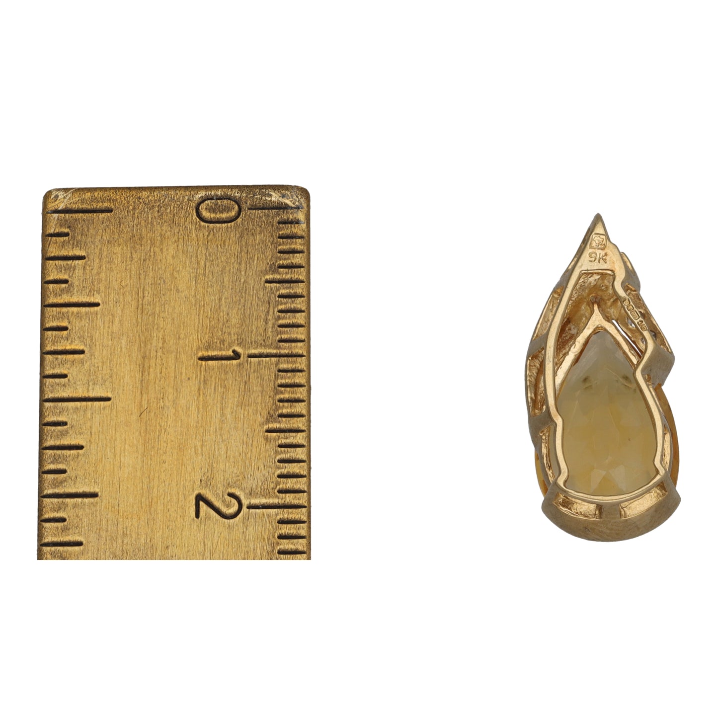 9ct Gold 0.03ct Diamond & Citrine Dress/Cocktail Pendant