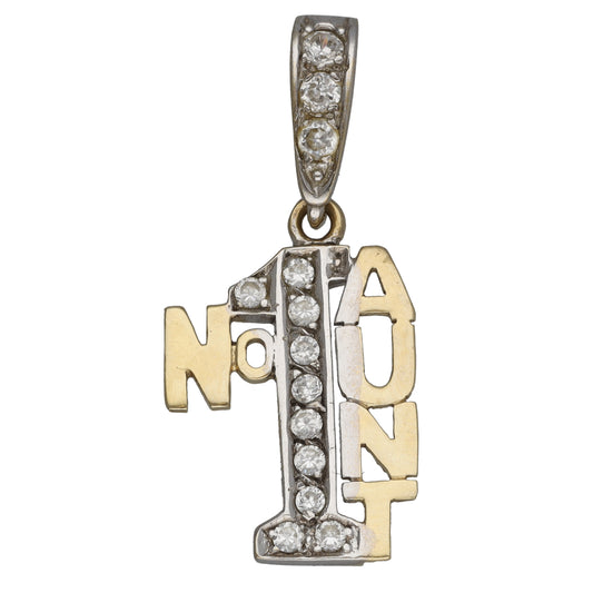 9ct Gold Cubic Zirconia No.1 Aunt Pendant