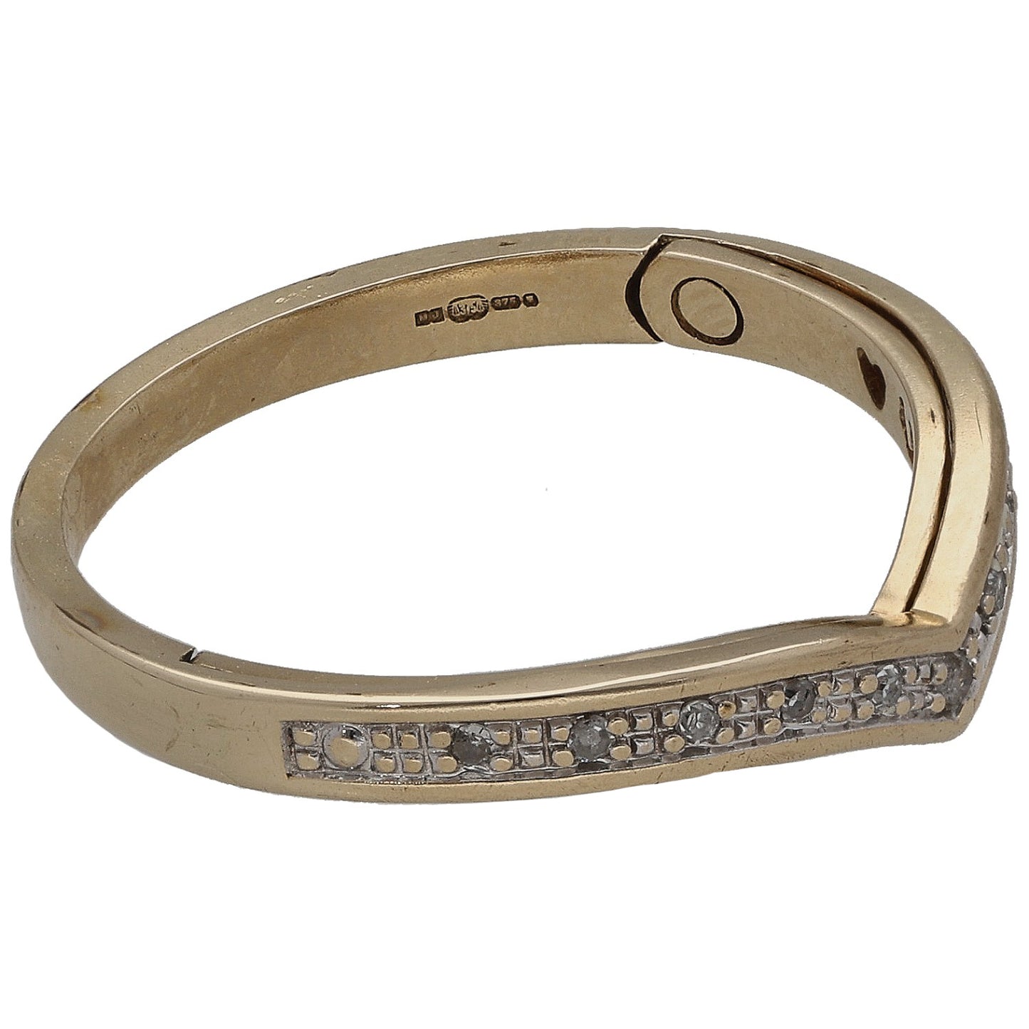 9ct Gold 0.05ct Diamond Wishbone Ring Size O