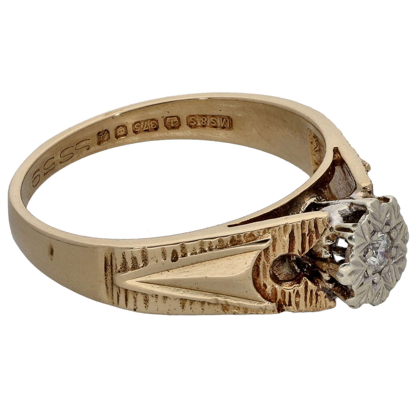 9ct Gold 0.05ct Diamond Solitaire Ring Size M