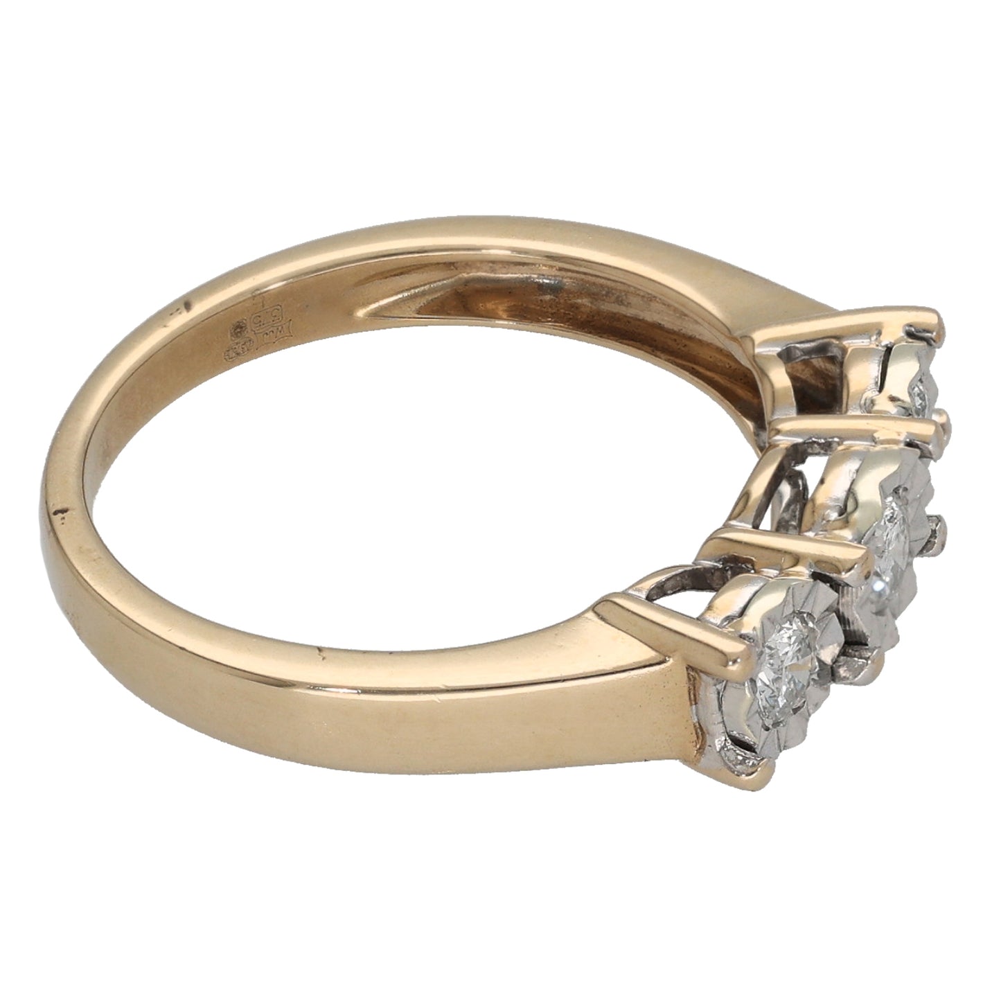 9ct Gold 0.25ct Diamond Trilogy Ring Size M