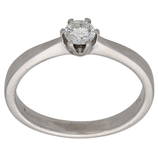 14ct White Gold 0.25ct Diamond Solitaire Ring Size L