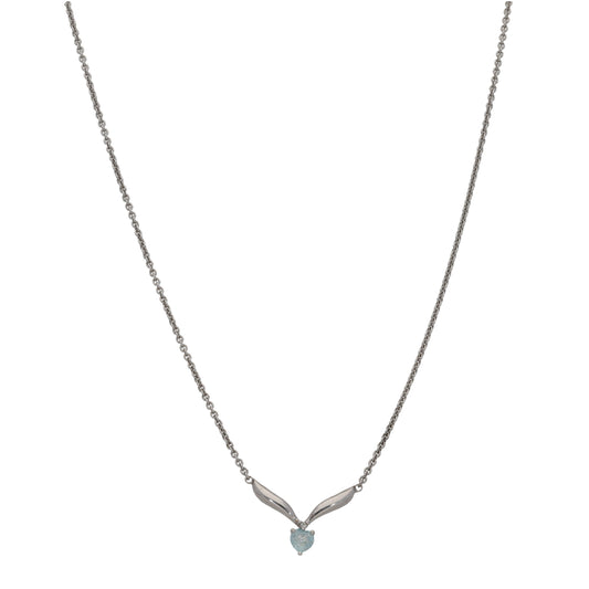 9ct White Gold Topaz & Imitation Fancy Necklace 16"