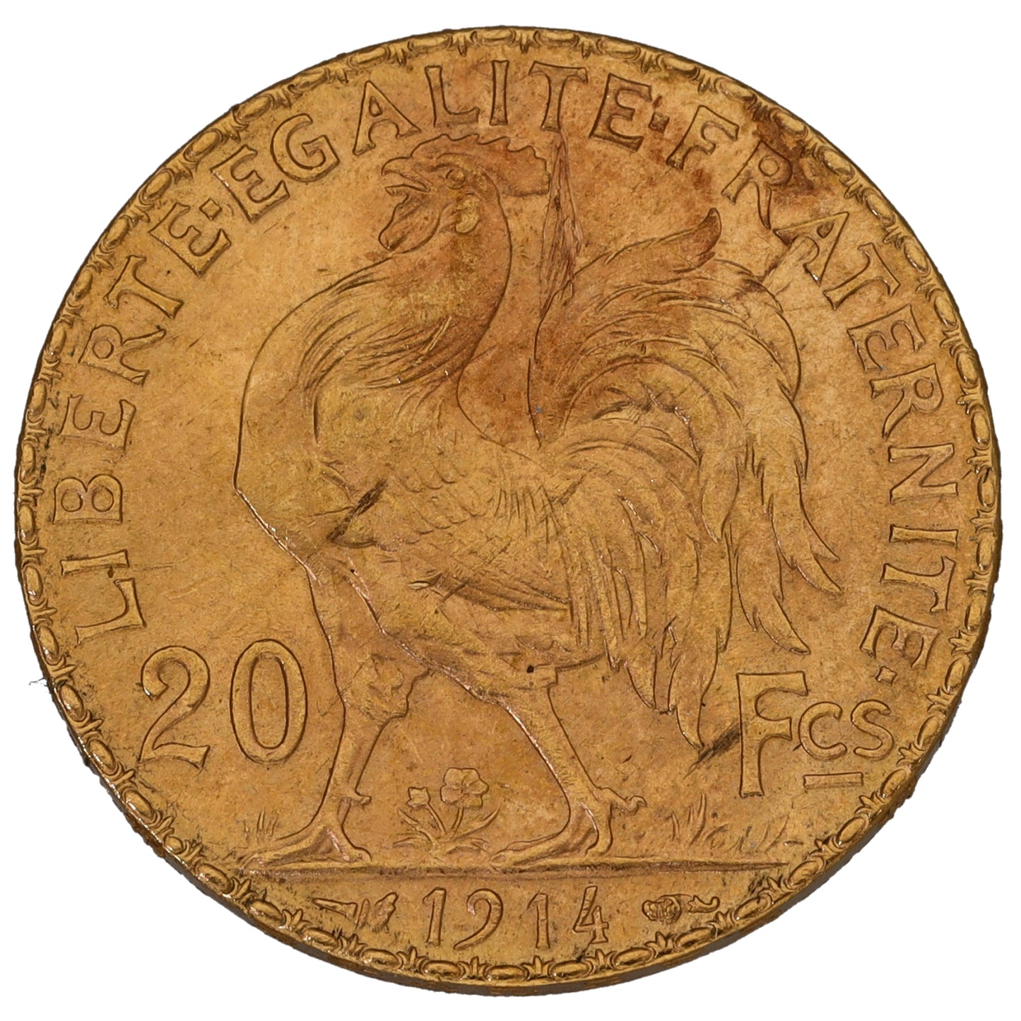 22ct Gold French 20 Francs Coin 1914
