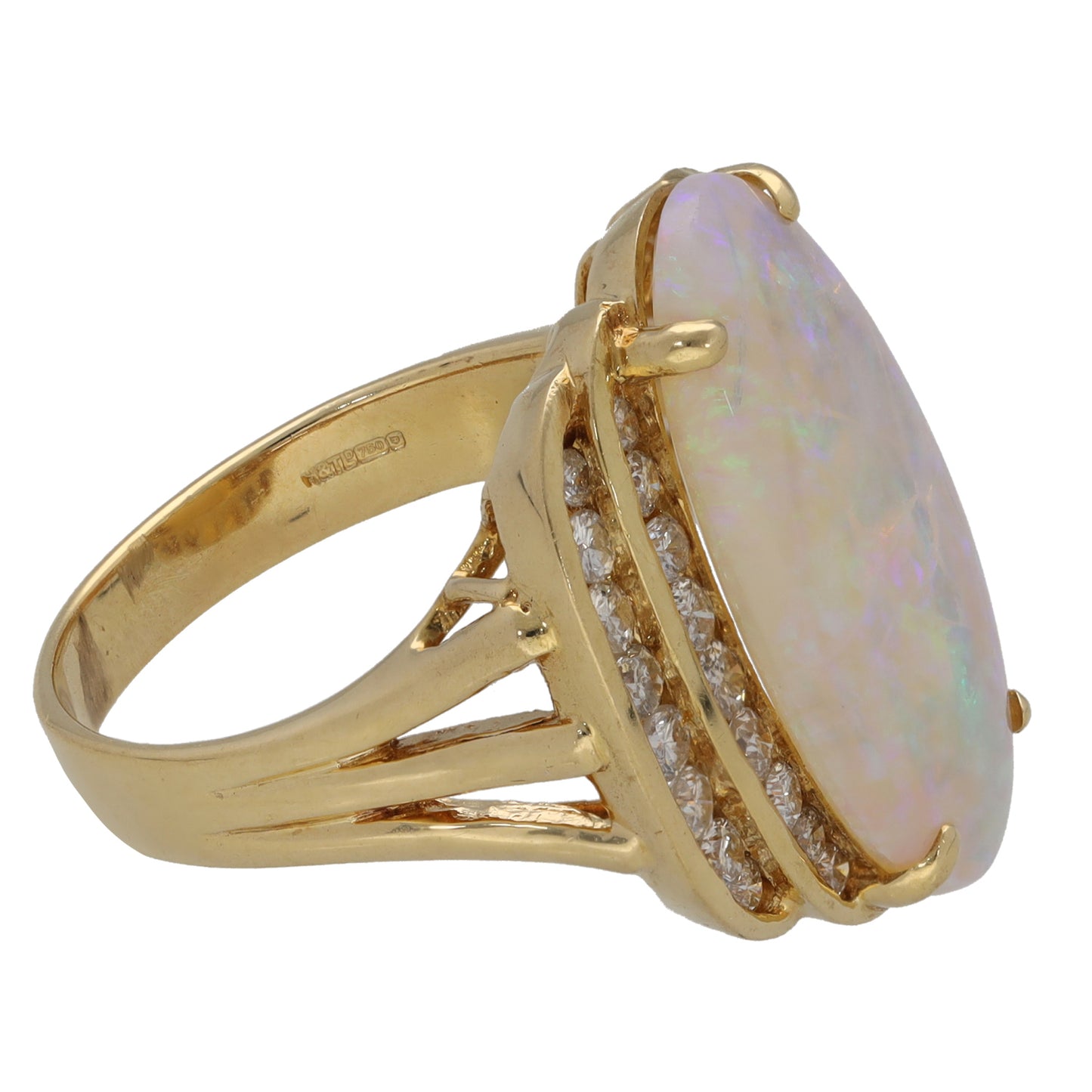 18ct Gold Opal & 1.02ct Diamond Dress/Cocktail Ring Size M
