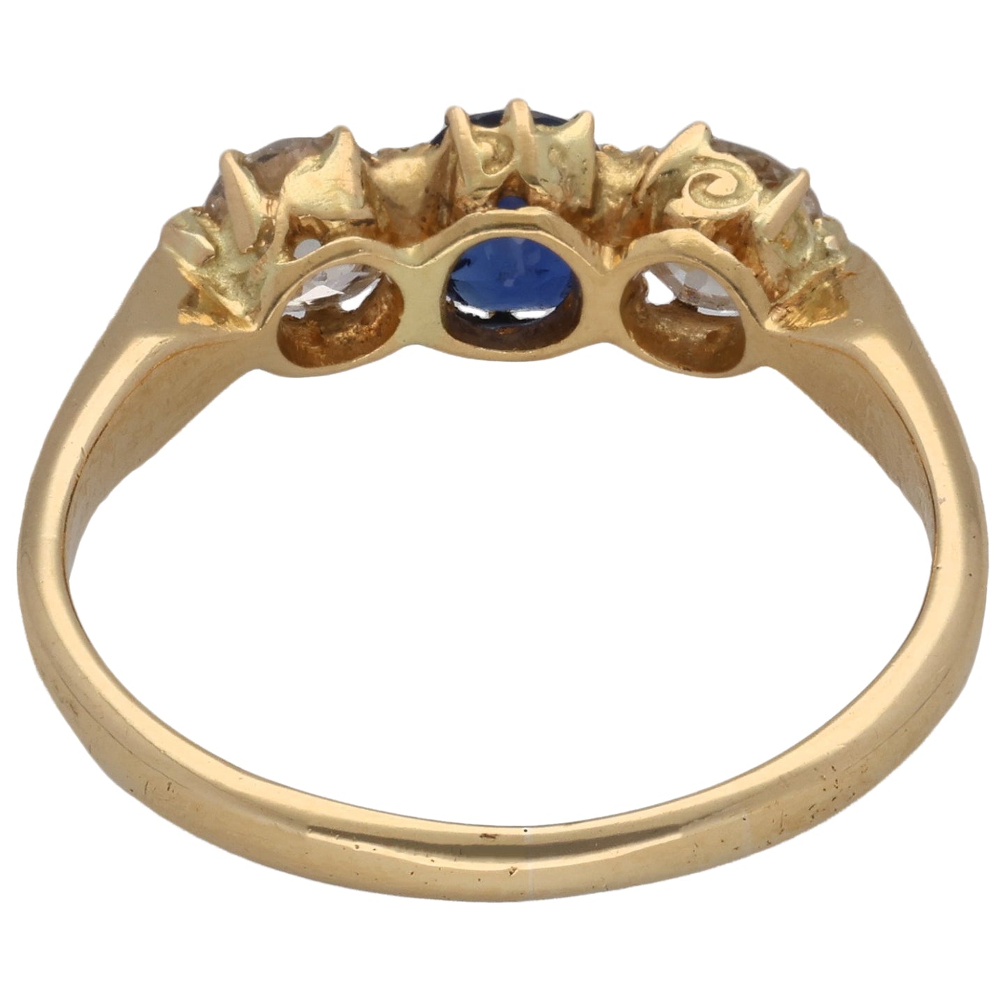 18ct Gold Sapphire & 0.70ct Diamond Trilogy Ring Size R