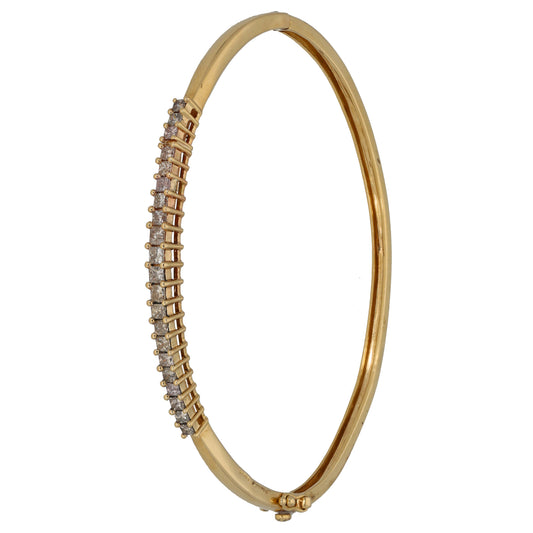9ct Gold 2.10ct Diamond Hinged/Clasp Bangle